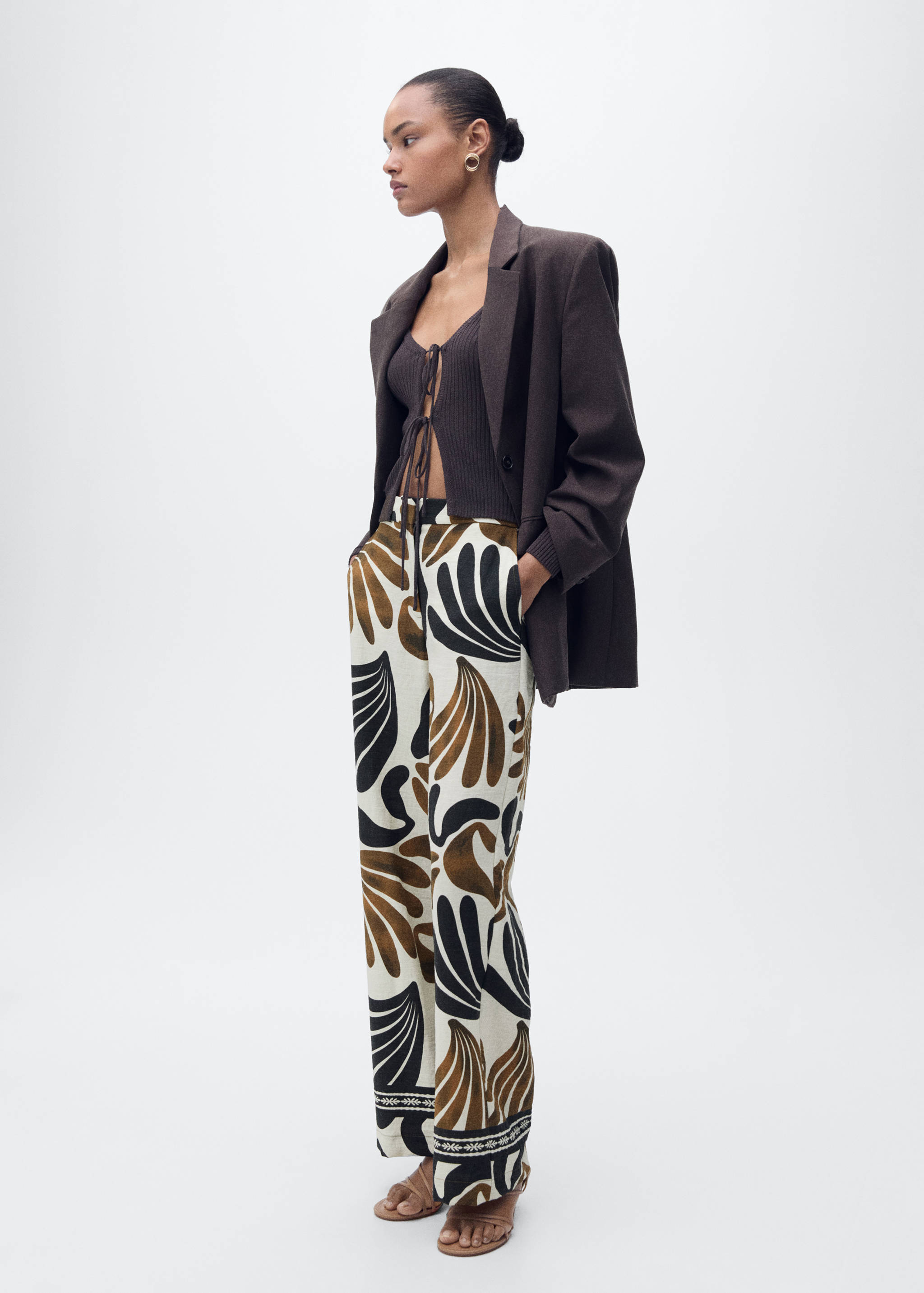 Wideleg broek met abstracte print - Overzichtstekening