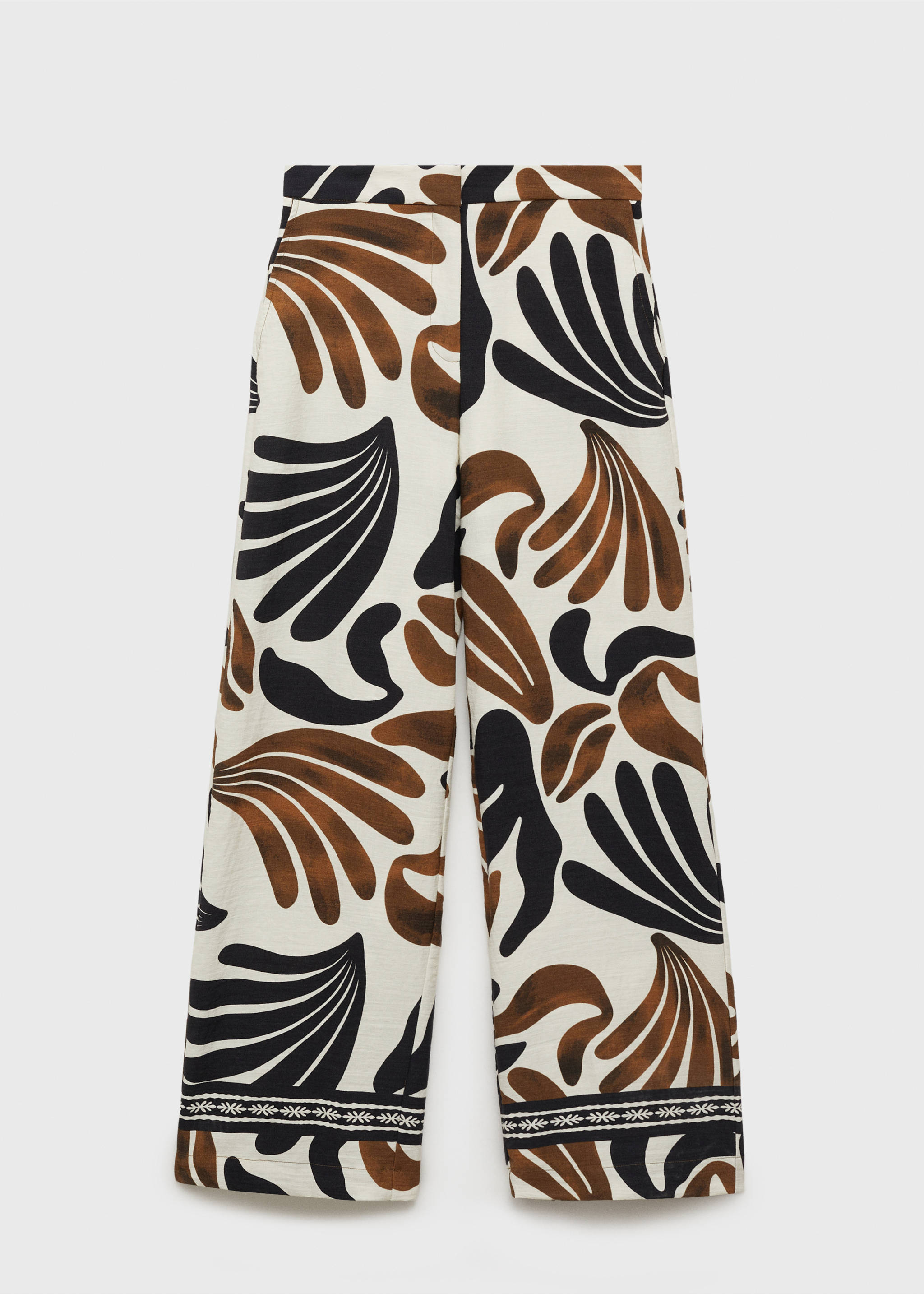 Abstract-print wide leg trousers - Article without model, Ecru. Ref: 87027176-00.