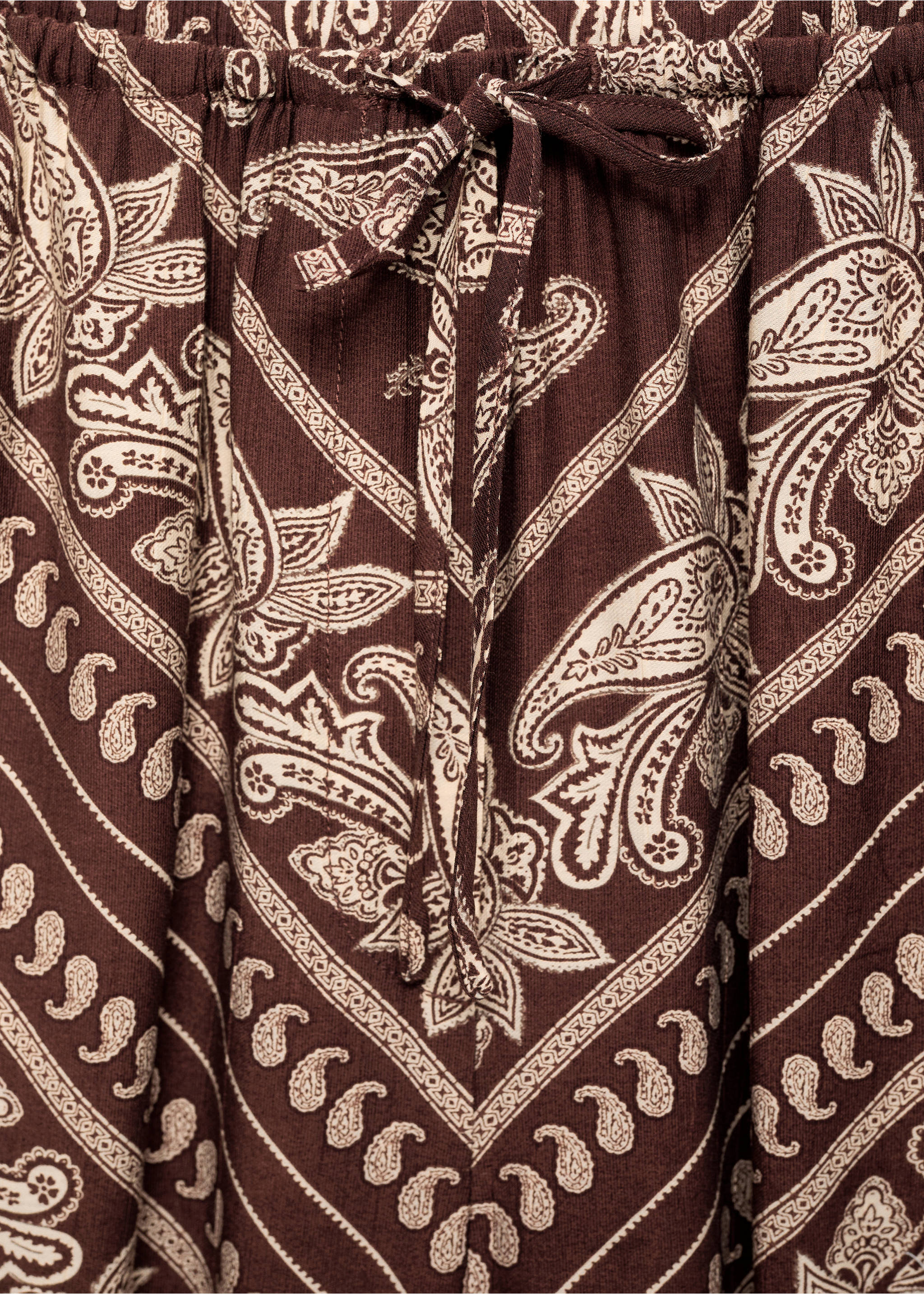 Pantalón wide leg estampado paisley - Detalle del artículo 8, Marrón. Ref: 87027177-00.