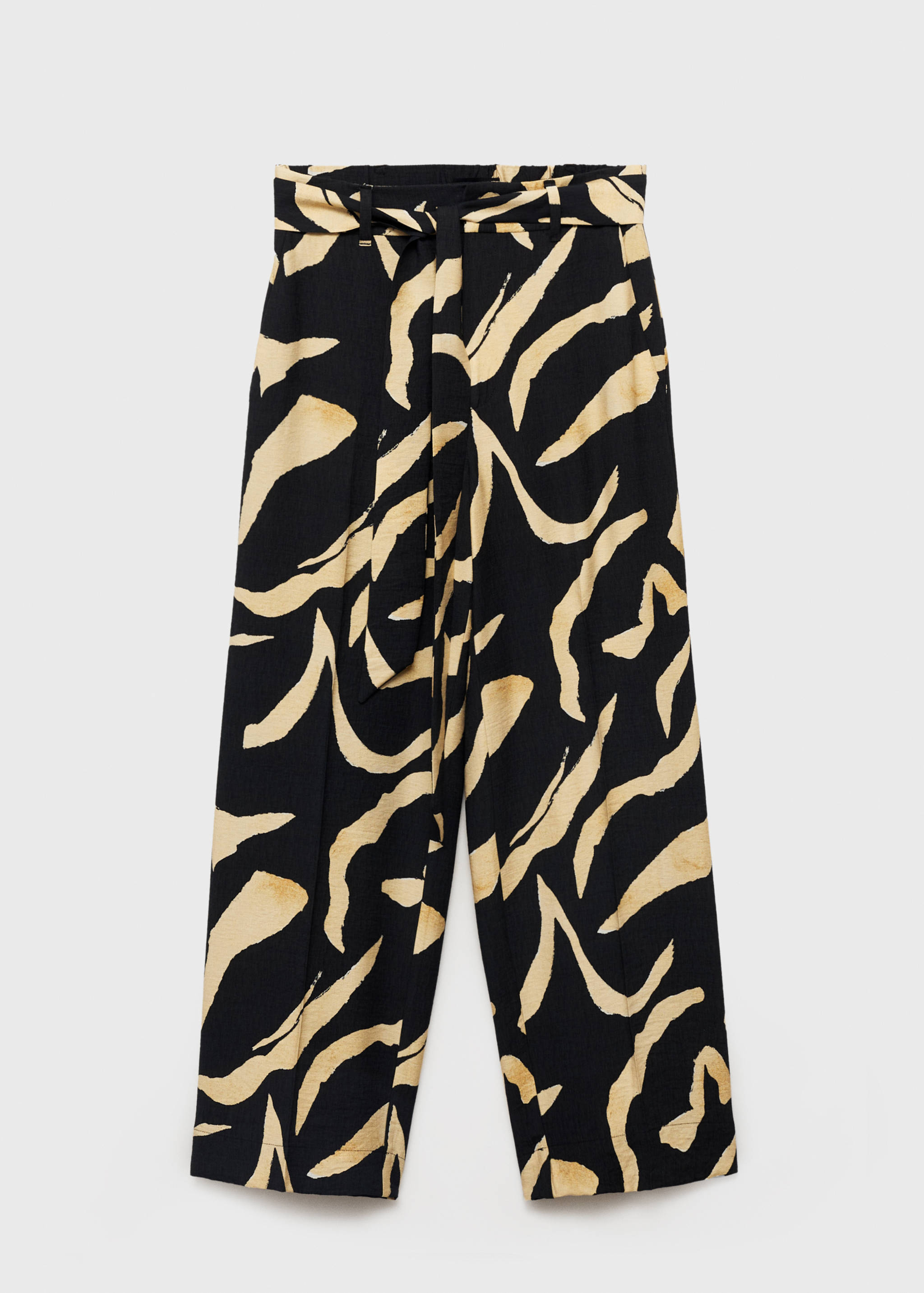 Printed straight-fit trousers with belt - Article without model
