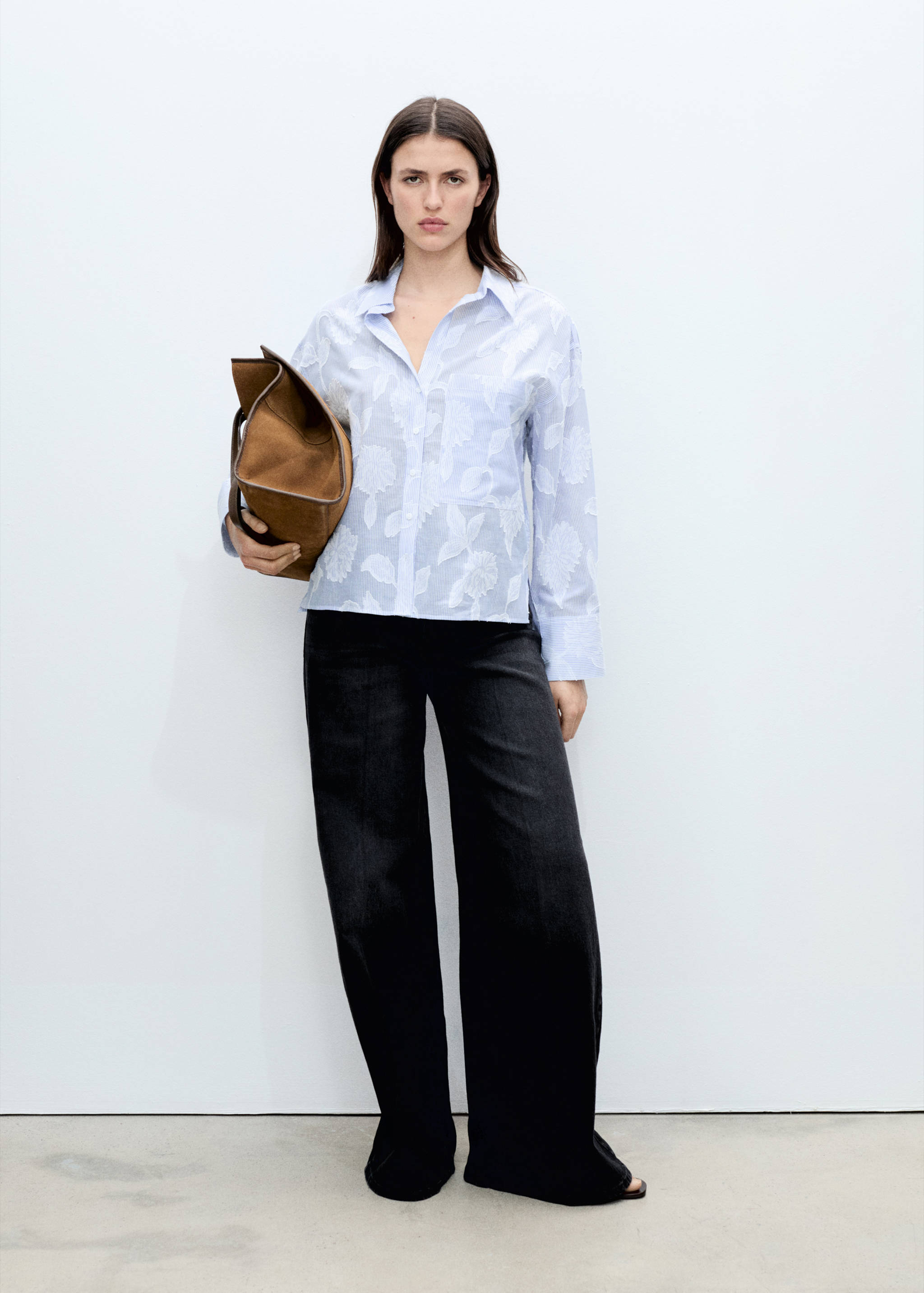 Embroidered oversized striped shirt - General plane