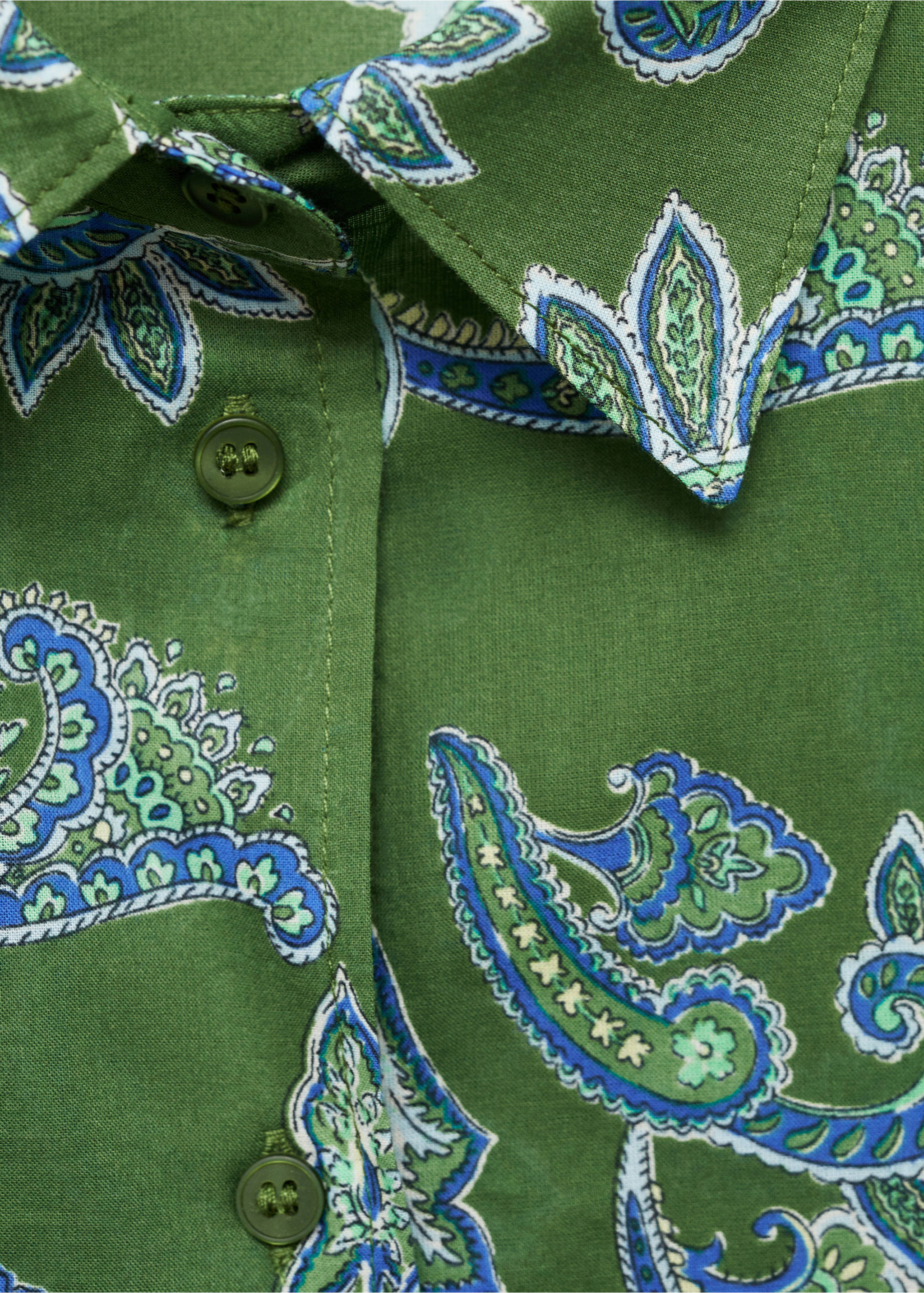 Camisa algodón paisley - Detalle del artículo 8, Verde. Ref: 87027182-00.