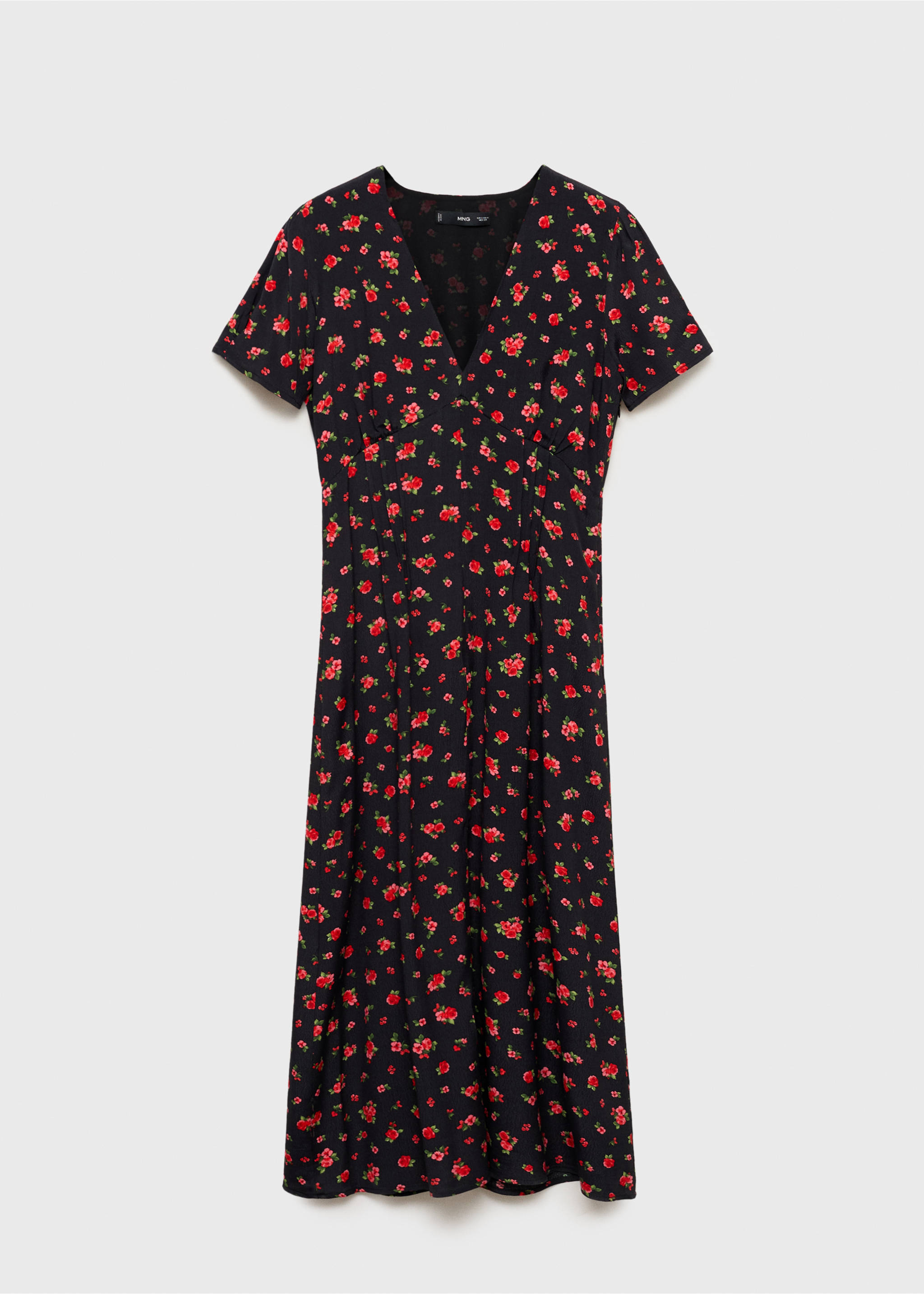 Midi floral dress - Article without model, Black. Ref: 87027183-00.