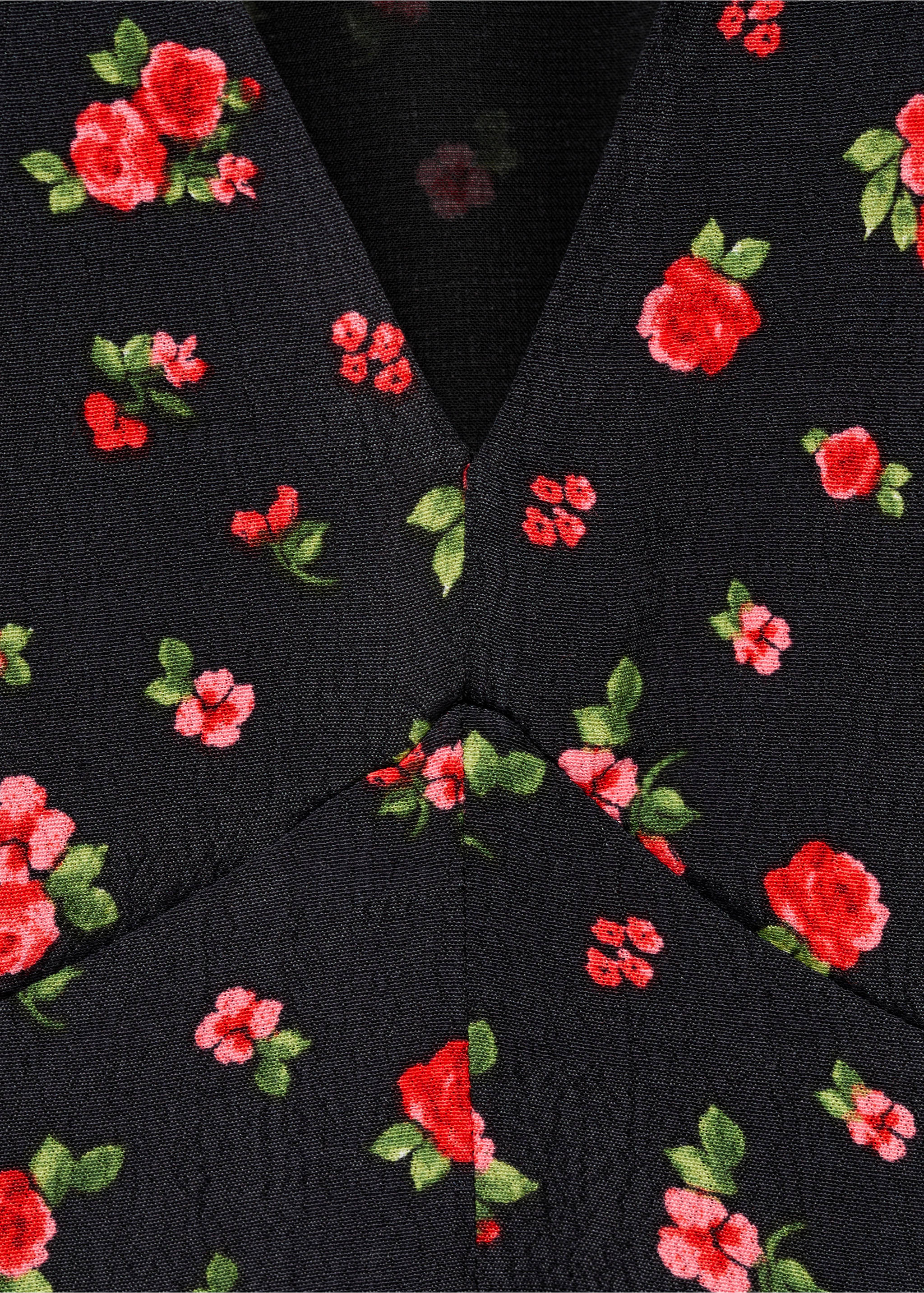 Midi floral dress - Details of the article 8, Black. Ref: 87027183-00.