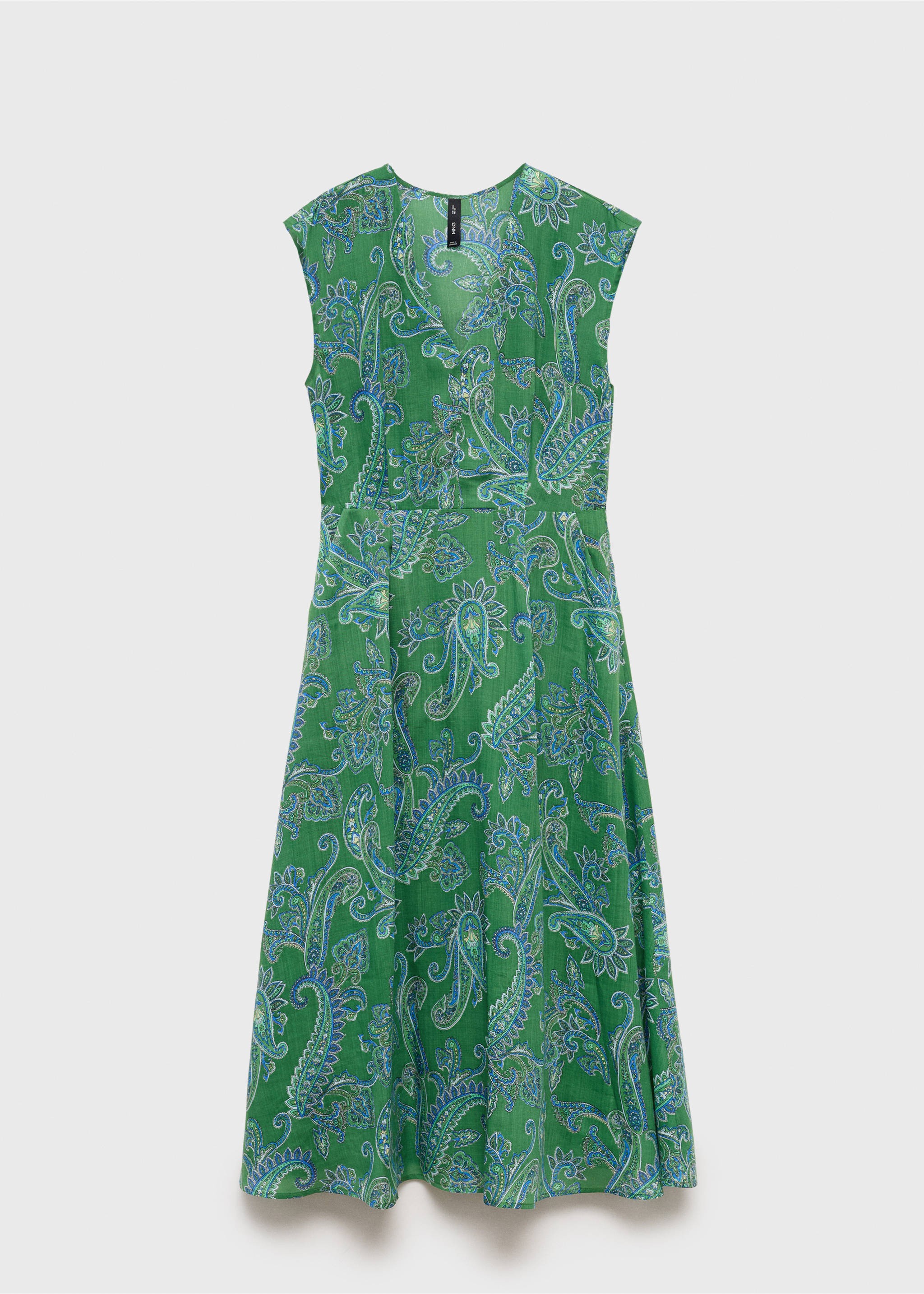 Kleid aus Ramie mit Paisleymuster - Artikel ohne Model, Grün. Ref: 87027184-00.