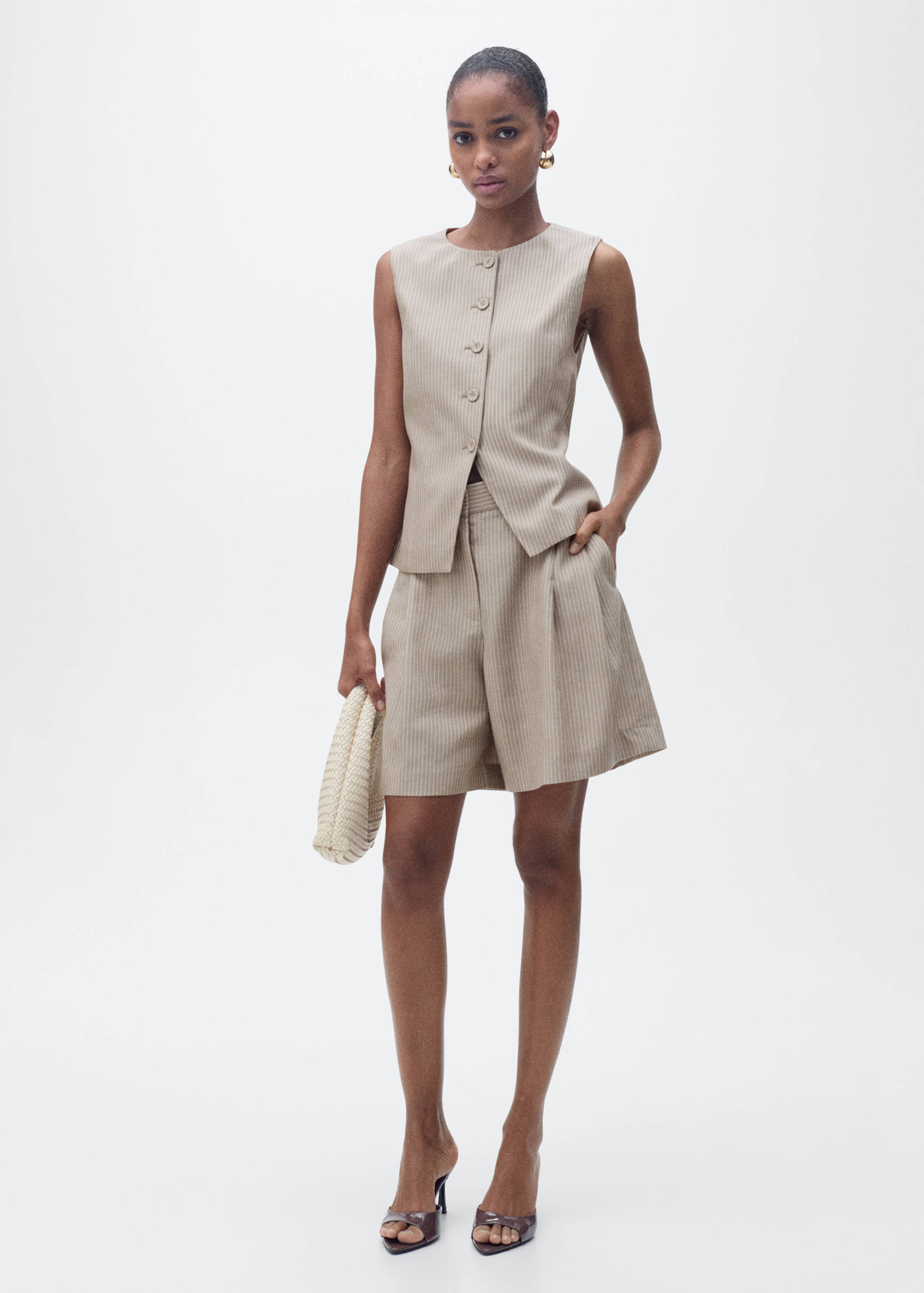 Striped lyocell suit vest - General plane