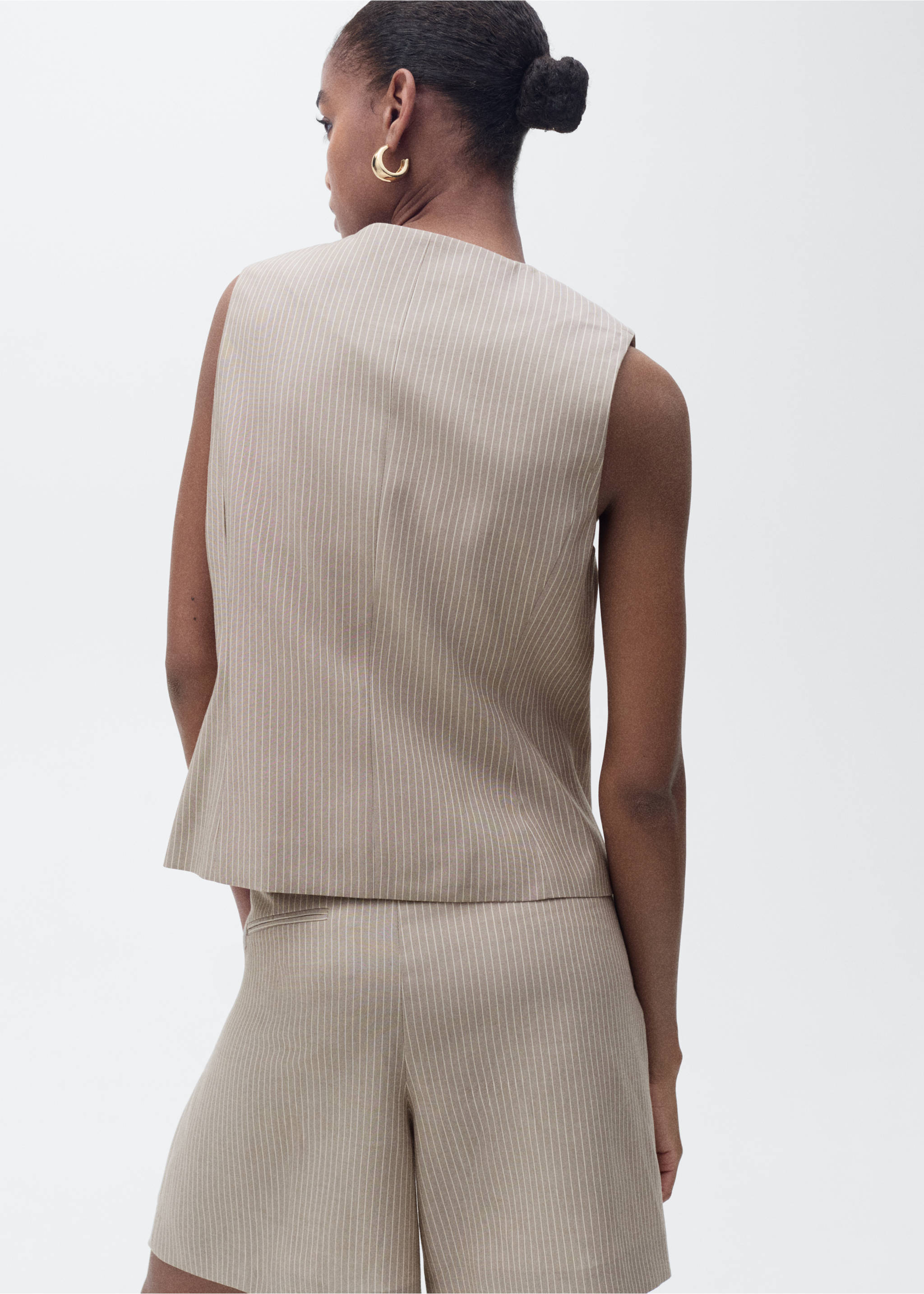 Striped lyocell suit vest - Reverse of the article, Medium Brown. Ref: 87027187-00.