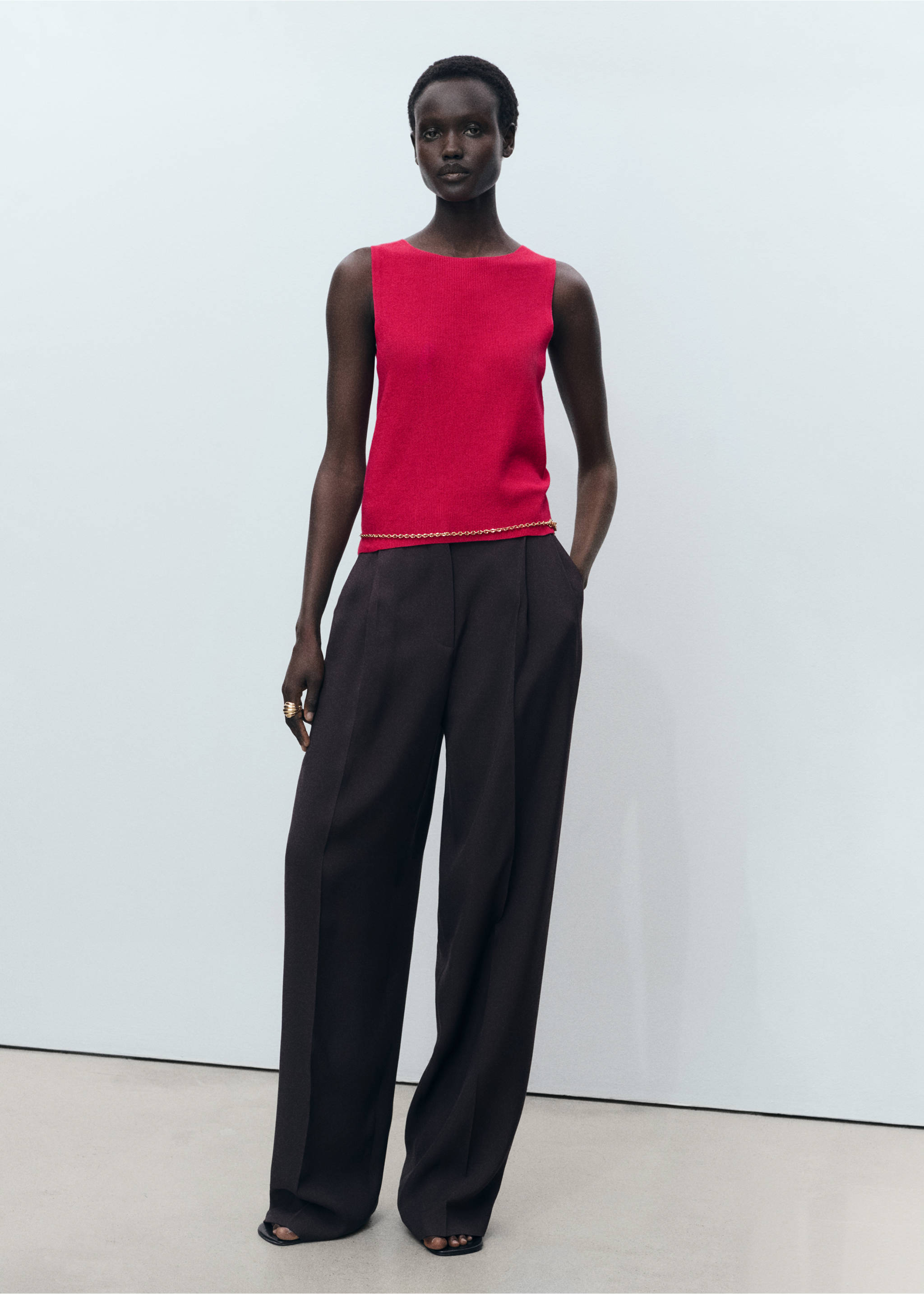 Fine ribbed knit top - General plane, Fuchsia. Ref: 87027191-00.