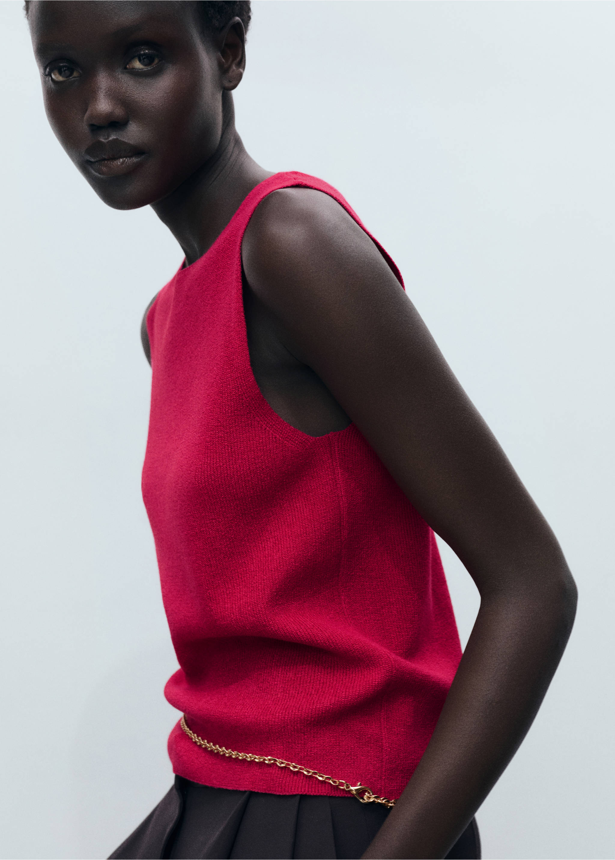 Fine ribbed knit top - Medium plane, Fuchsia. Ref: 87027191-00.