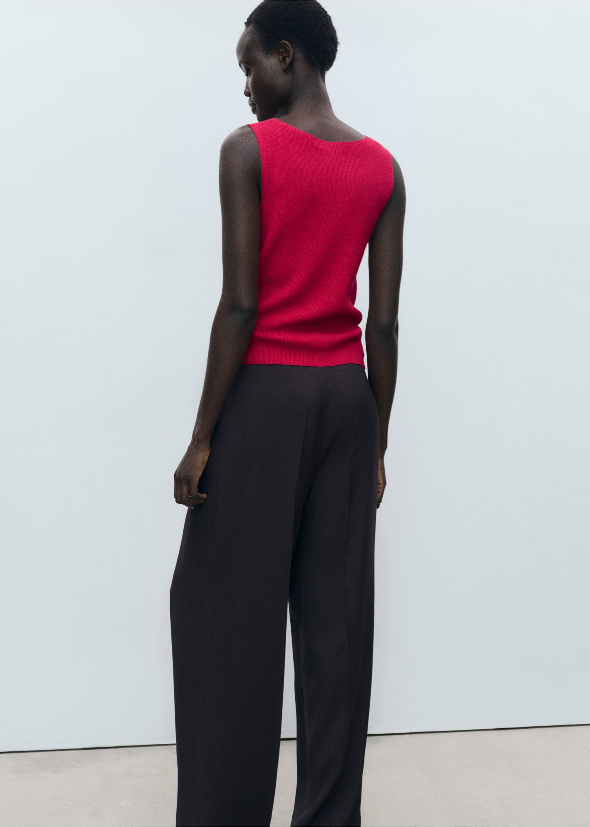 Fine ribbed knit top - Reverse of the article, Fuchsia. Ref: 87027191-00.