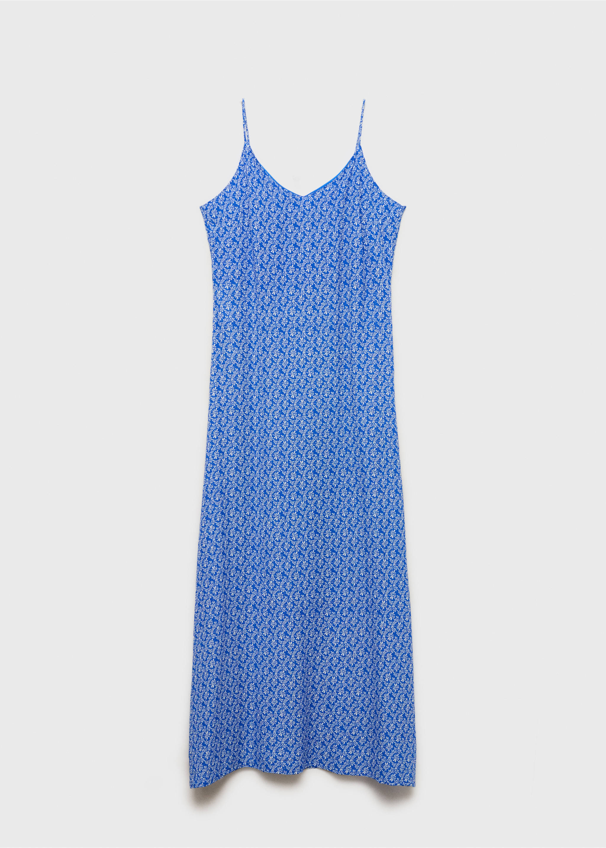 Long floral-print dress - Article without model, Vibrant blue. Ref: 87027684-00.