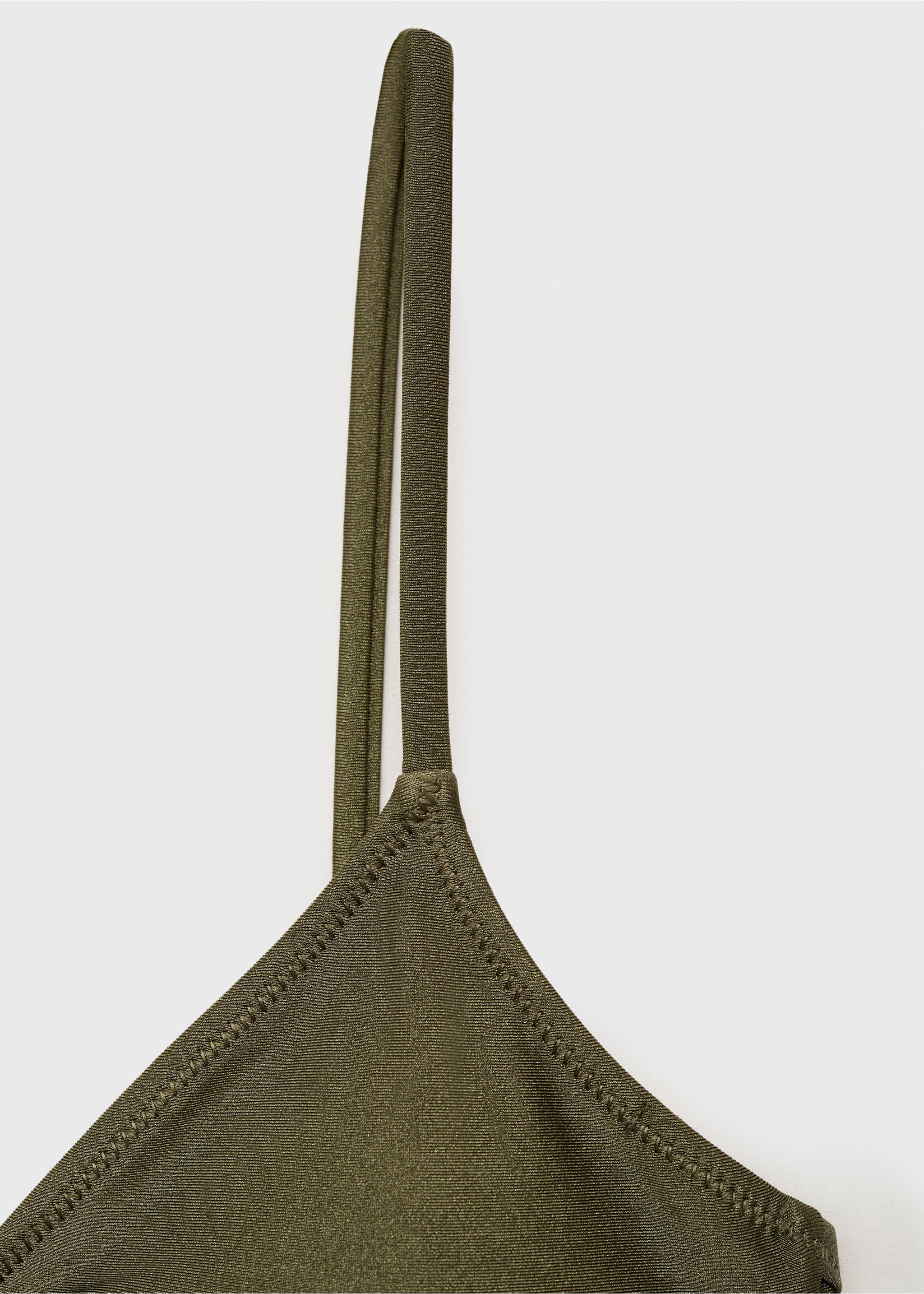 Top de biquíni com acabamento acetinado - Pormenor do artigo 8, Caqui. Ref: 87027685-00.