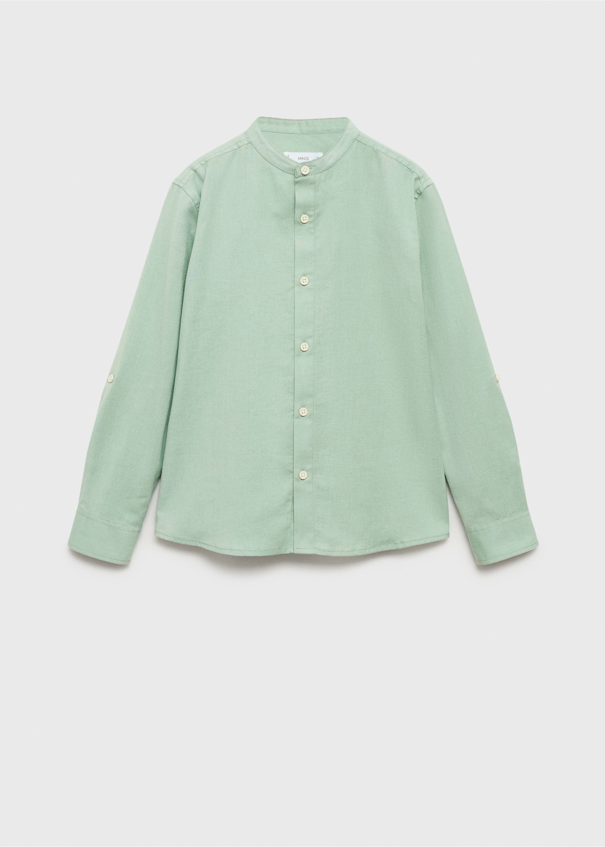 Mao collar cotton shirt - Article without model, Green. Ref: 87027687-00.