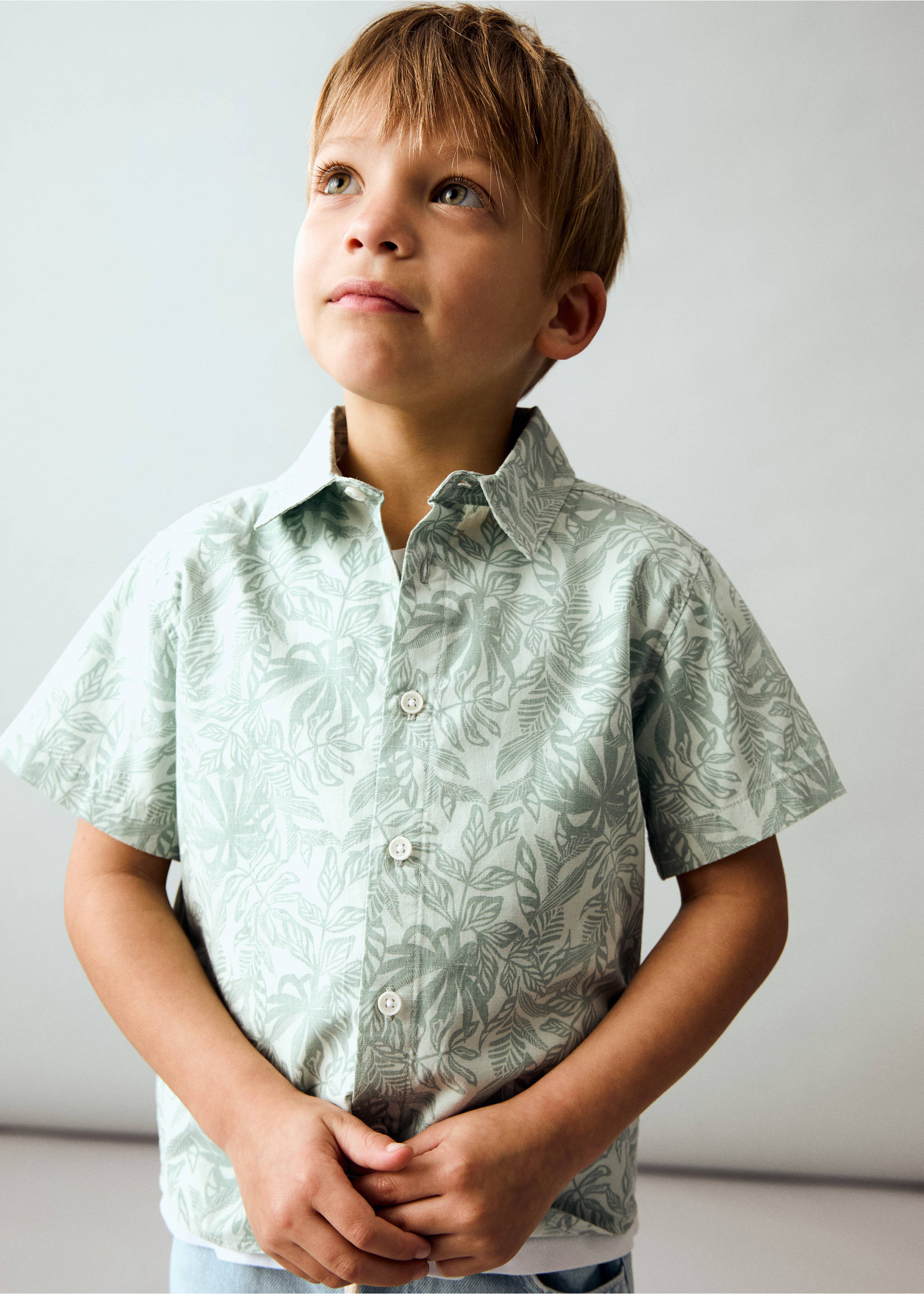 Camisa estampado floral - Plano médio, Rosa-pálido. Ref: 87027689-00.