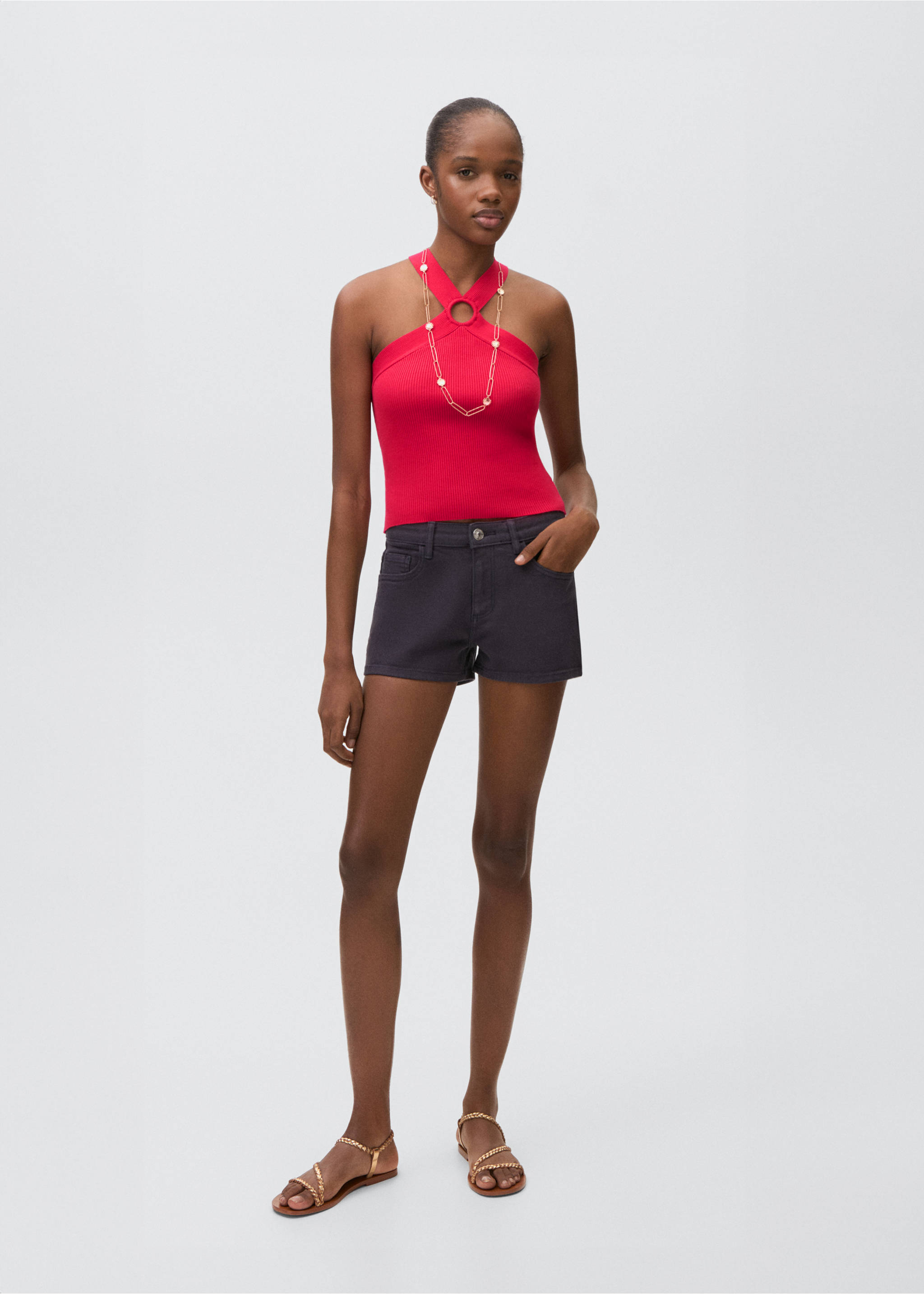 Top punto cuello halter - Plano general, Fresa. Ref: 87027690-00.