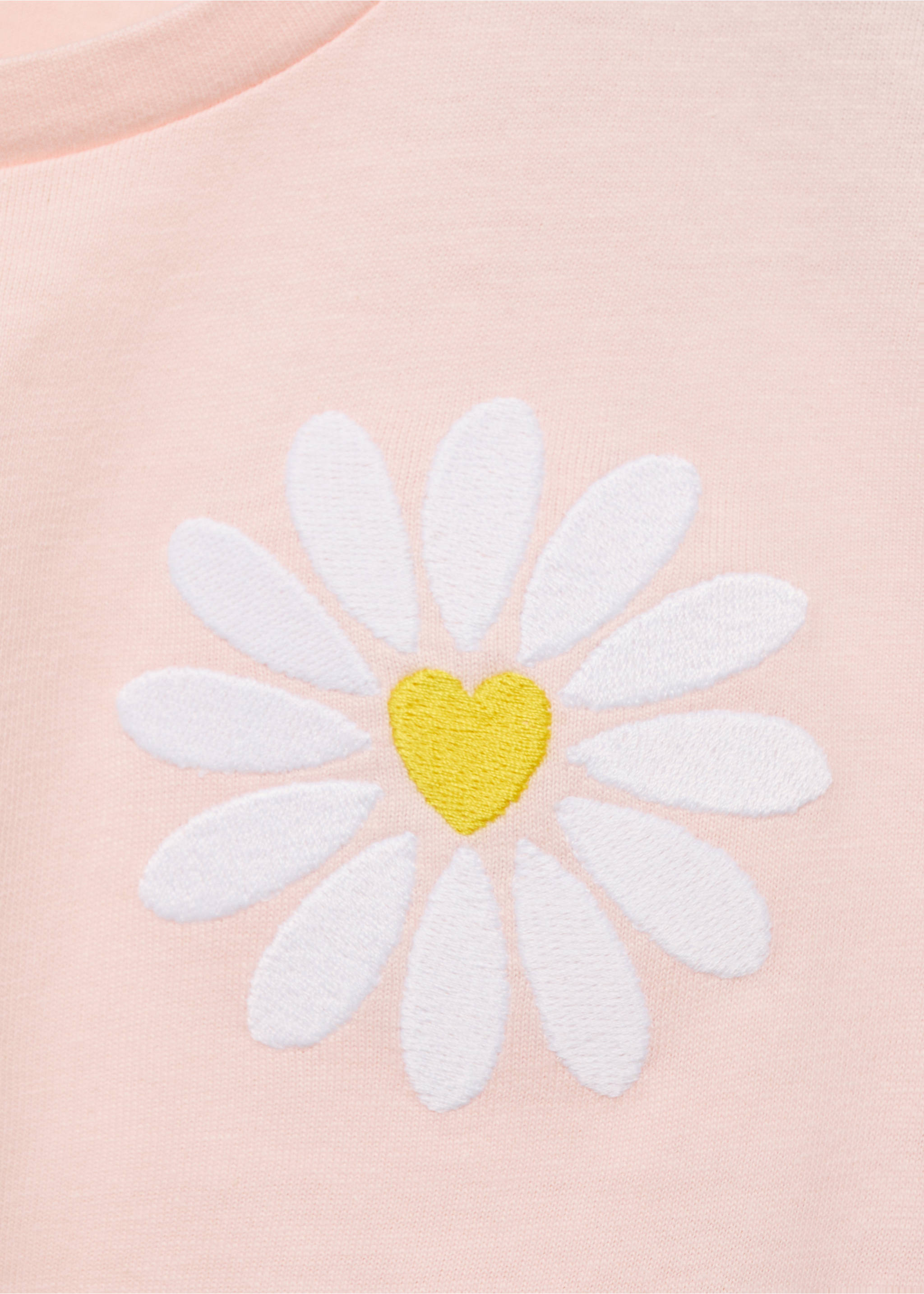 Floral-embroidered t-shirt - Details of the article 8, Pastel Pink. Ref: 87027695-00.