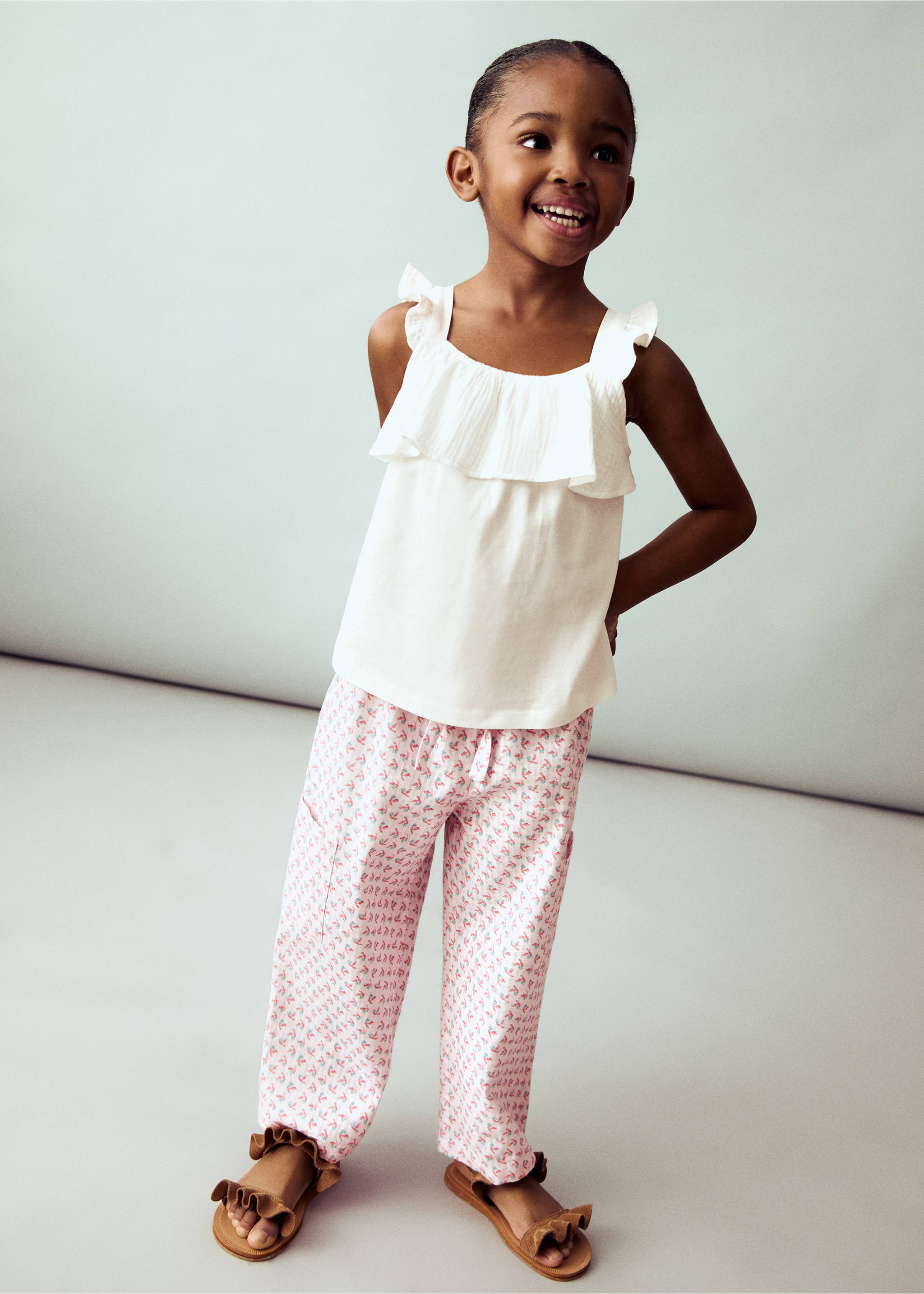 Ruffle textured T-shirt - General plane, Off White. Ref: 87027700-00.