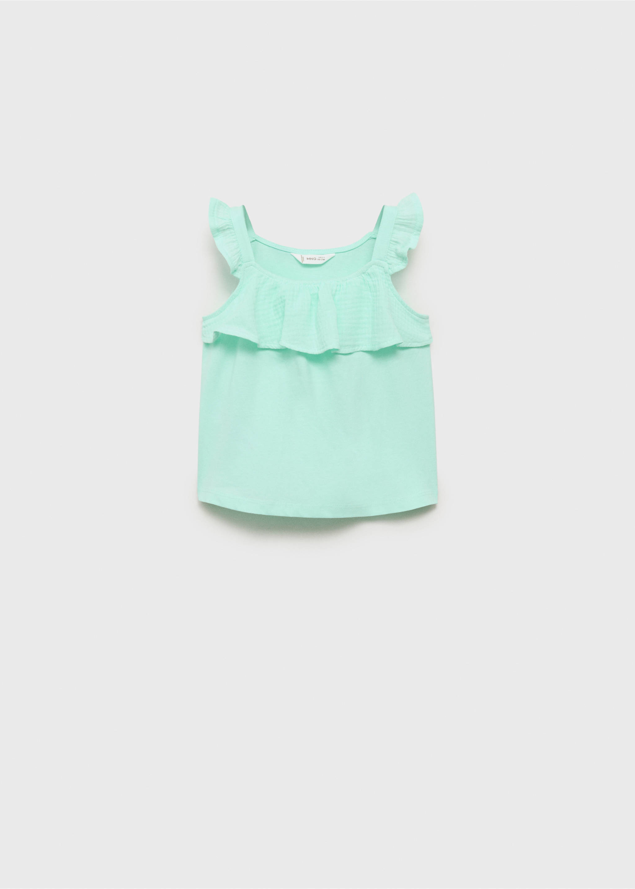 Ruffle textured T-shirt - Article without model, Mint Green. Ref: 87027700-00.