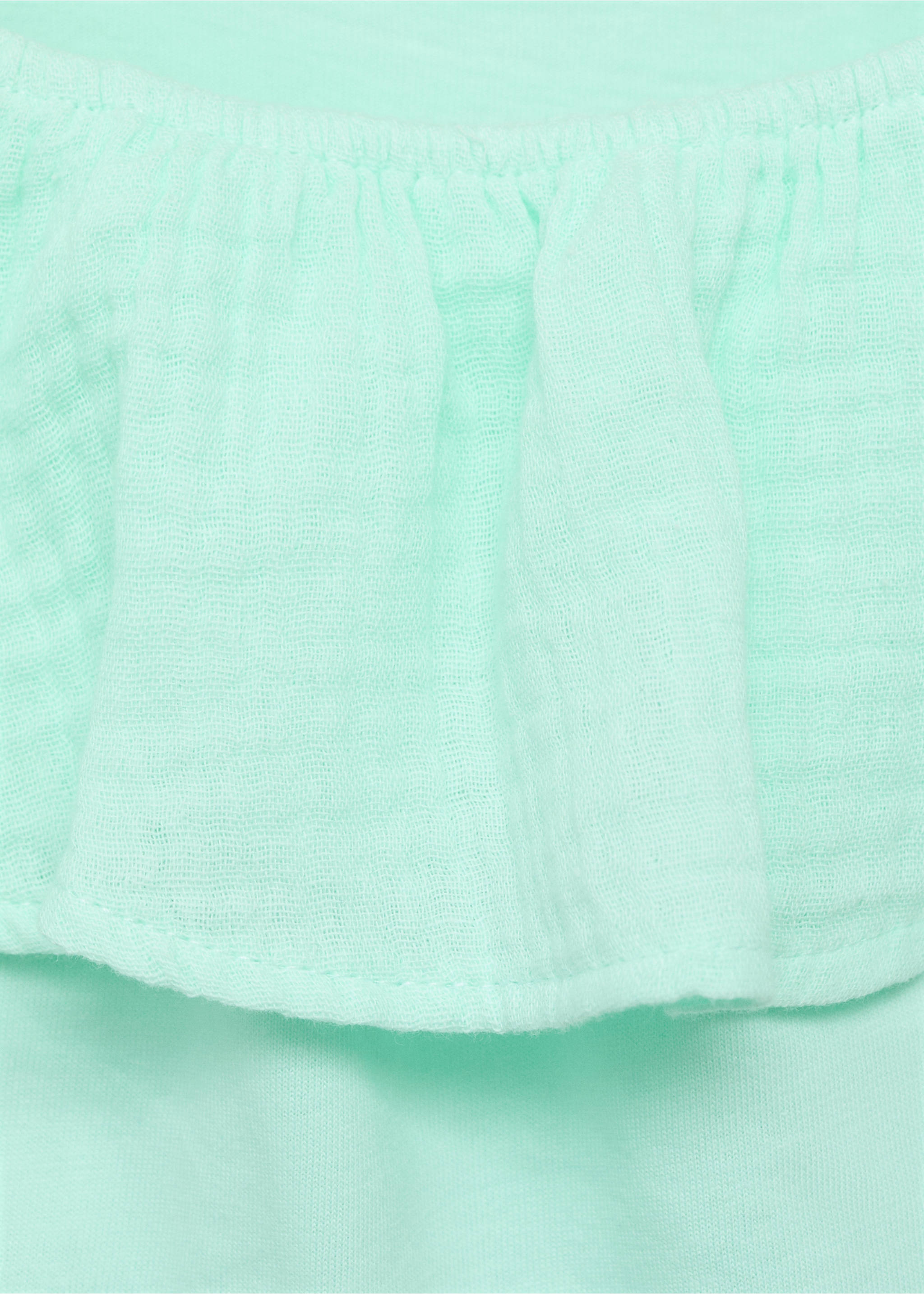 Ruffle textured T-shirt - Details of the article 8, Mint Green. Ref: 87027700-00.