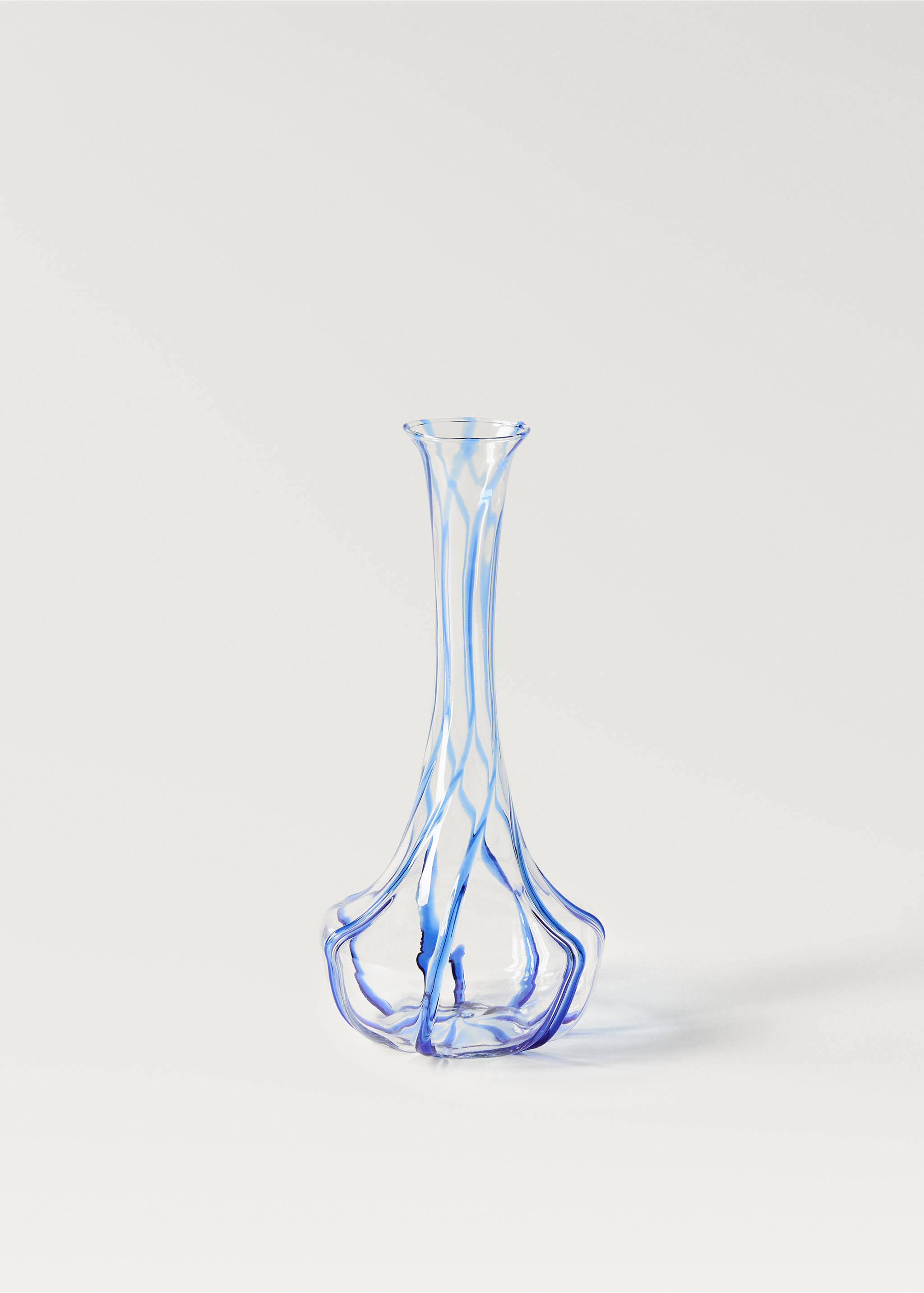 Borosilicate vase with coloured lines - Article without model, Blue. Ref: 87027709-00.