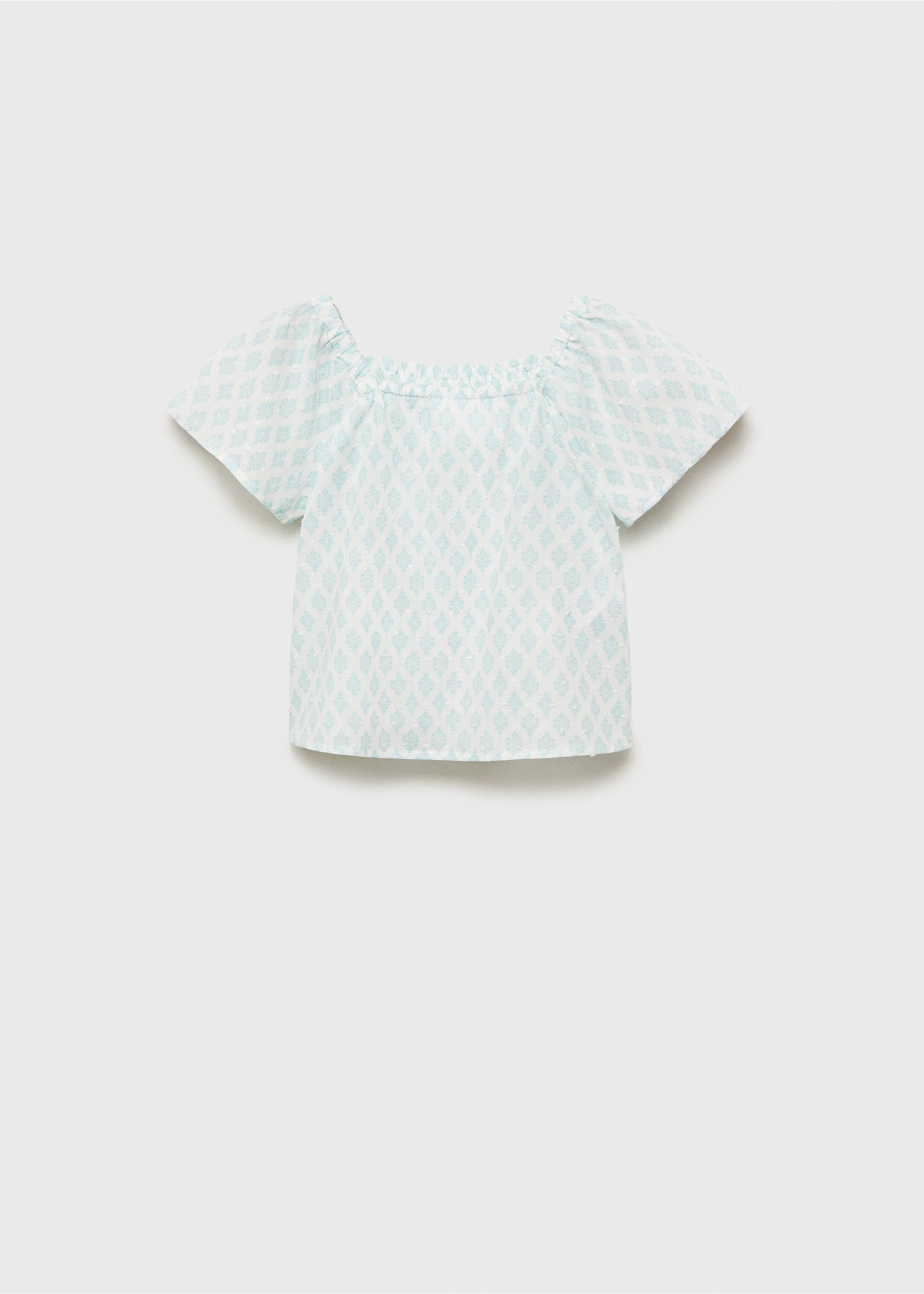 Printed plumeti blouse - Reverse of the article, Pastel Green. Ref: 87027710-00.