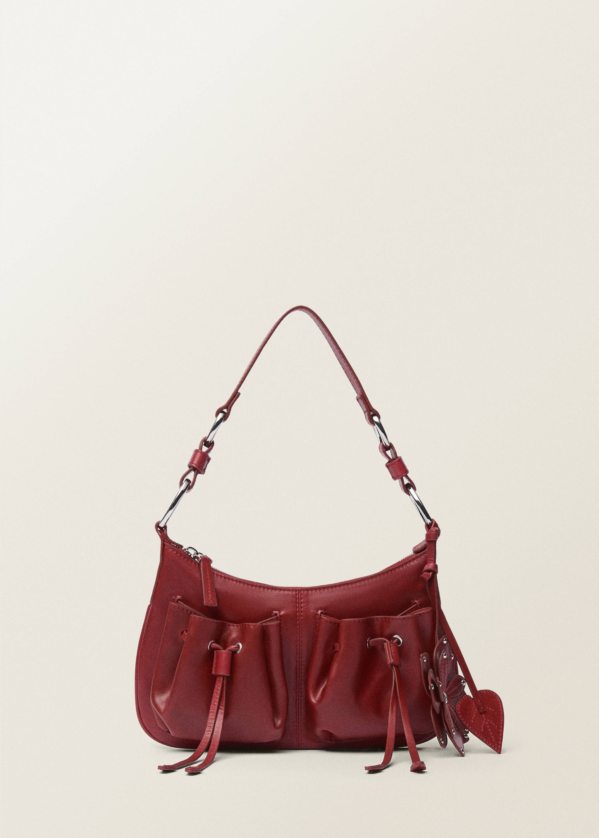 Leather shoulder bag with gathered pockets - Article without model