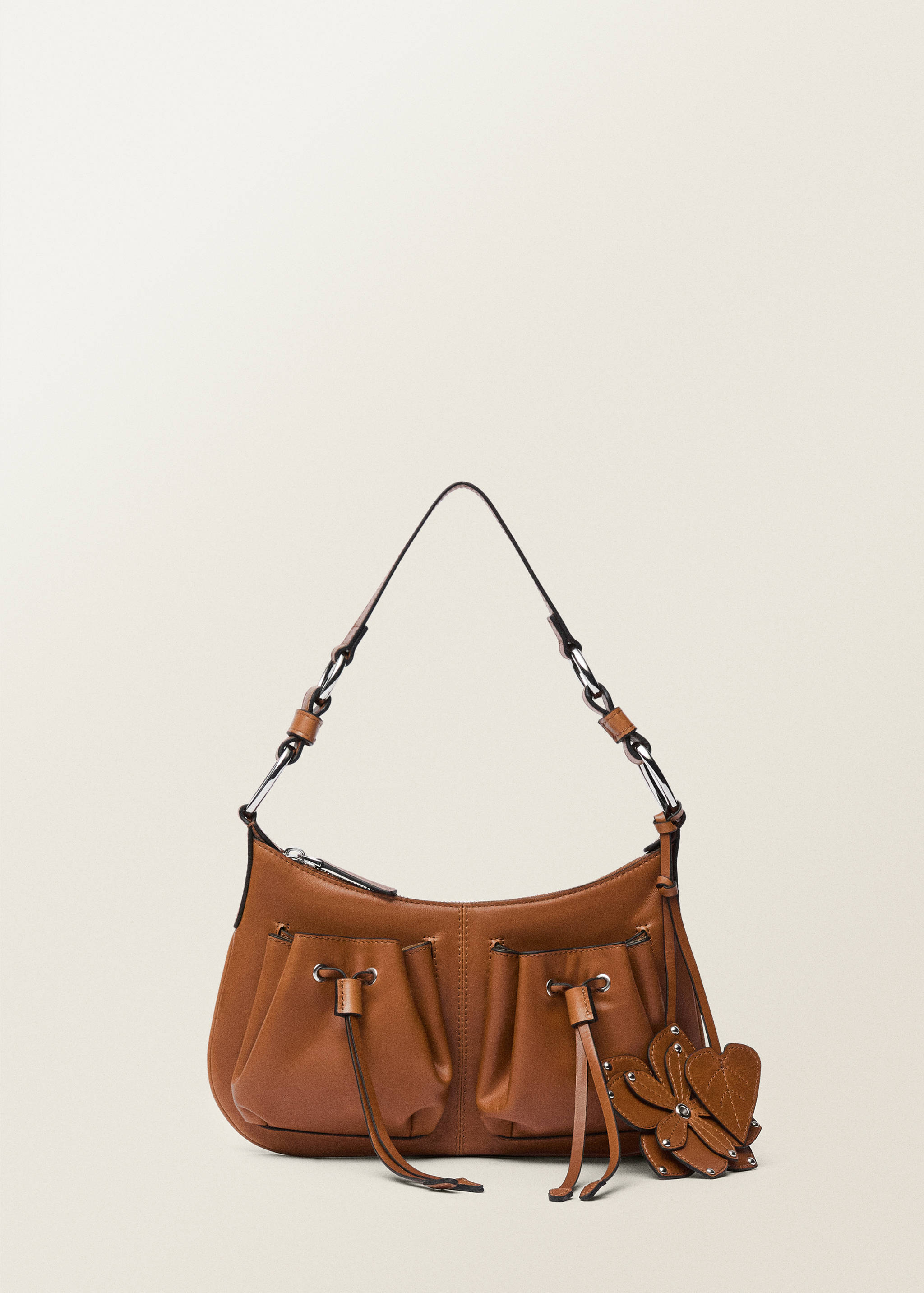 Leather shoulder bag with gathered pockets - Article without model
