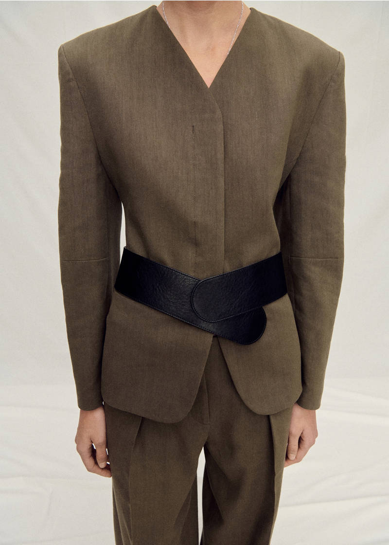 Seamless linen suit blazer - Khaki