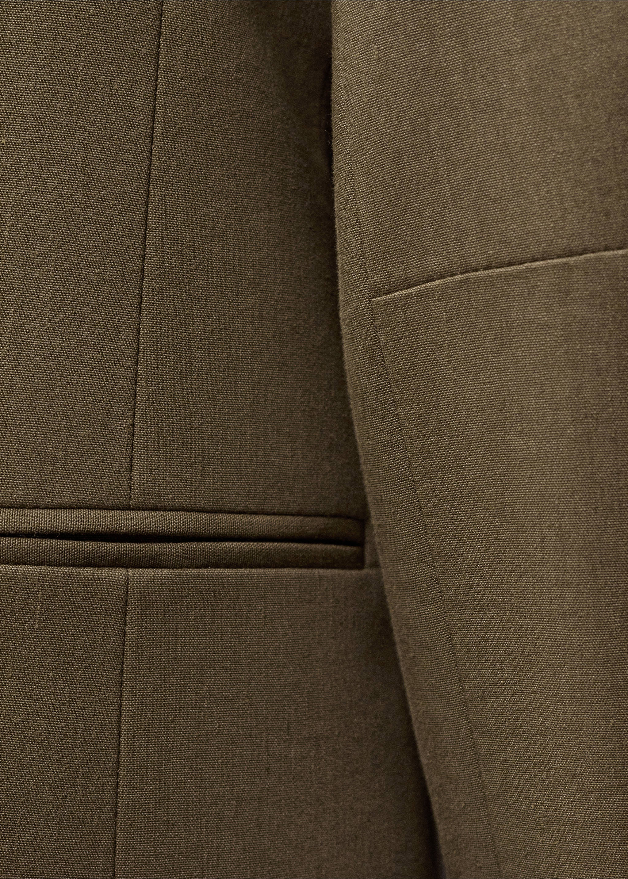 Nathloser Anzugblazer aus Leinen - Detail des Artikels 8, Khaki. Ref: 87027718-00.