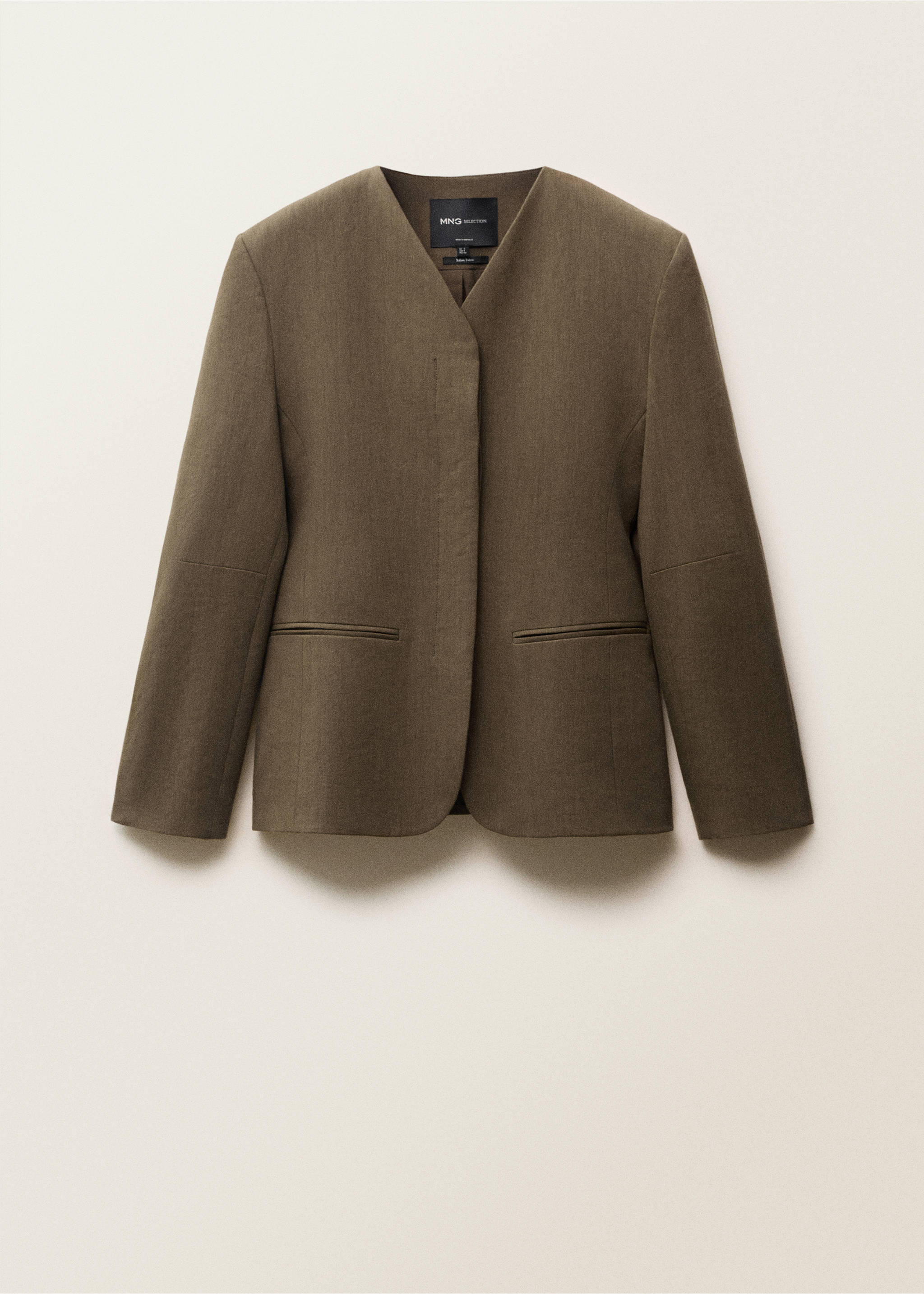 Veste tailleur lin sans manches - Article sans modèle, Kaki. Ref: 87027718-00.