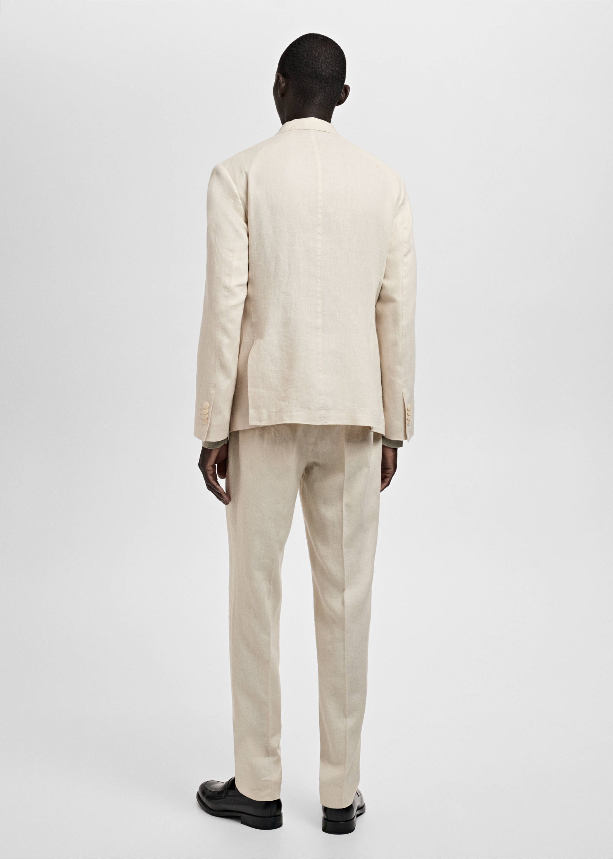 Salerno 100% linen slim fit suit blazer - Reverse of the article, Ecru. Ref: 87027887-00.