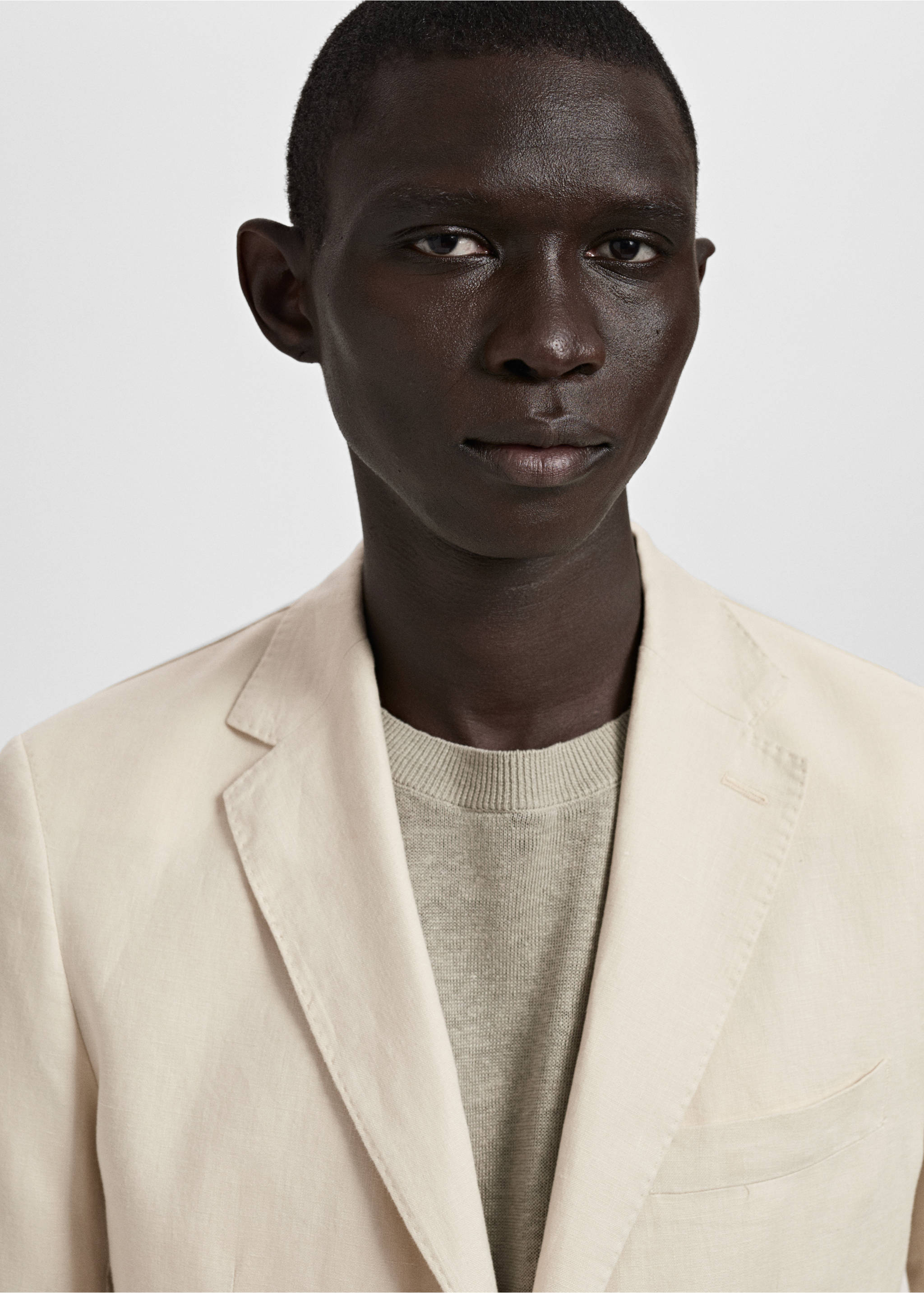 Salerno 100% linen slim fit suit blazer - Details of the article 1, Ecru. Ref: 87027887-00.