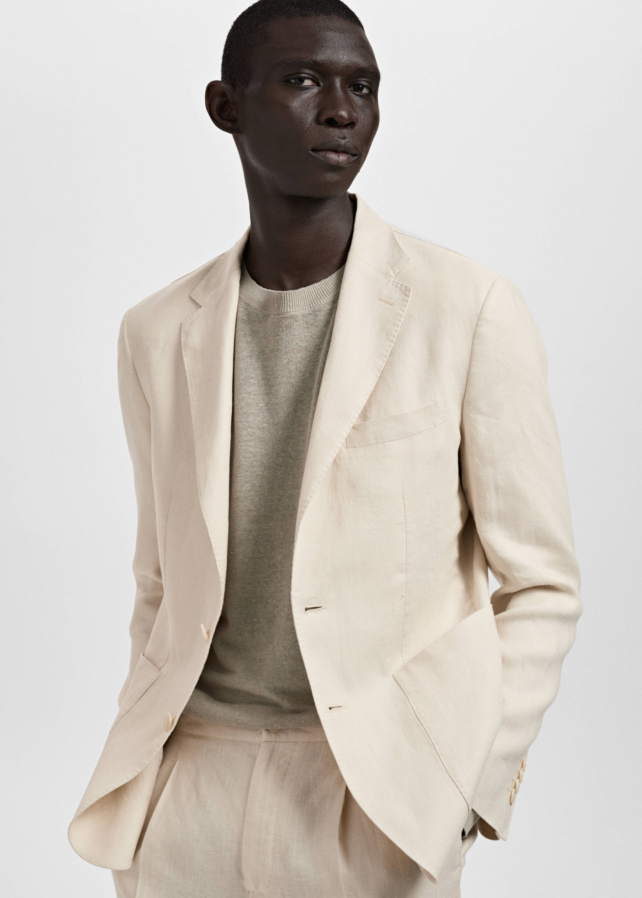 Salerno 100% linen slim fit suit blazer - Details of the article 6