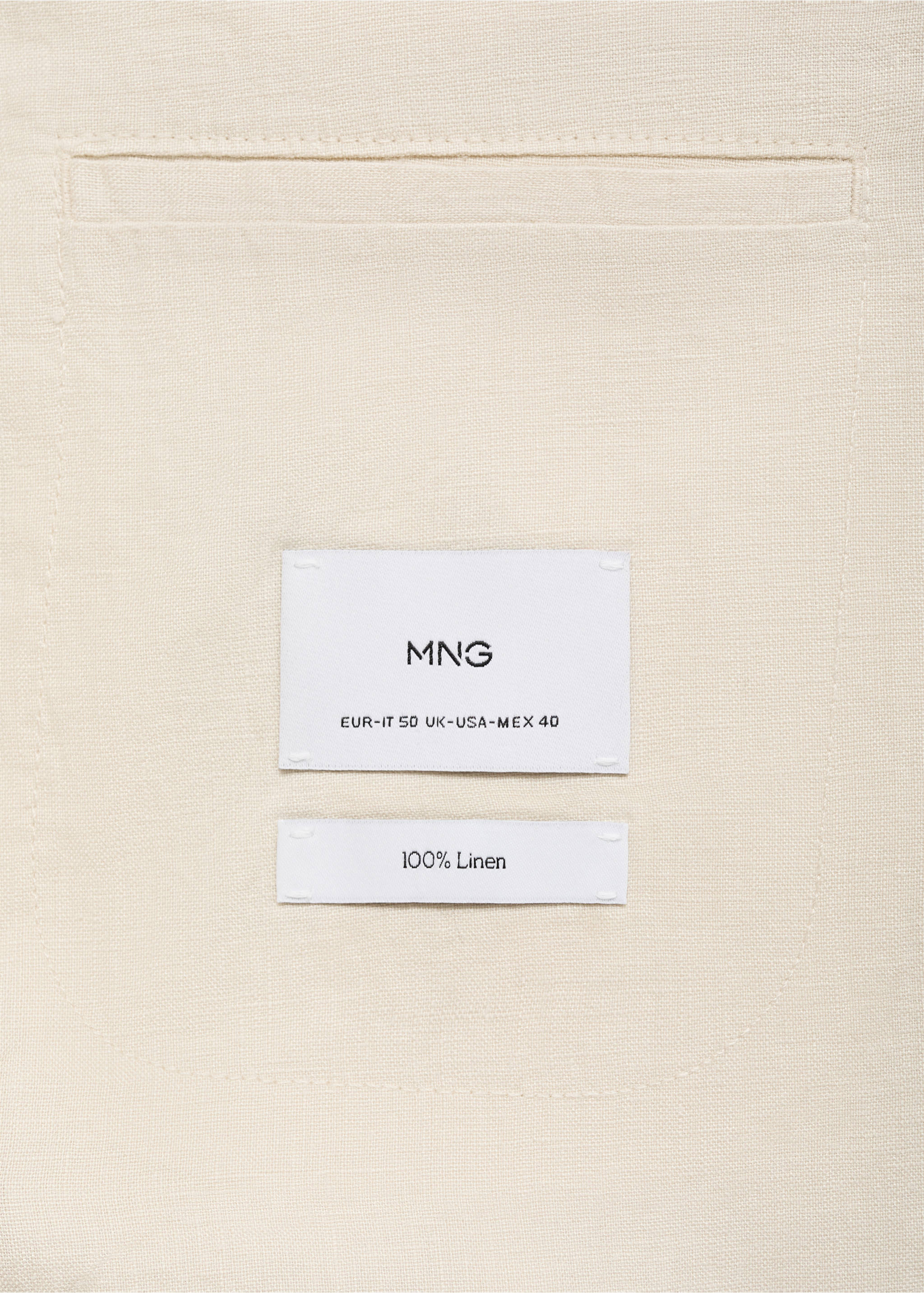 Salerno 100% linen slim fit suit blazer - Details of the article 0, Ecru. Ref: 87027887-00.