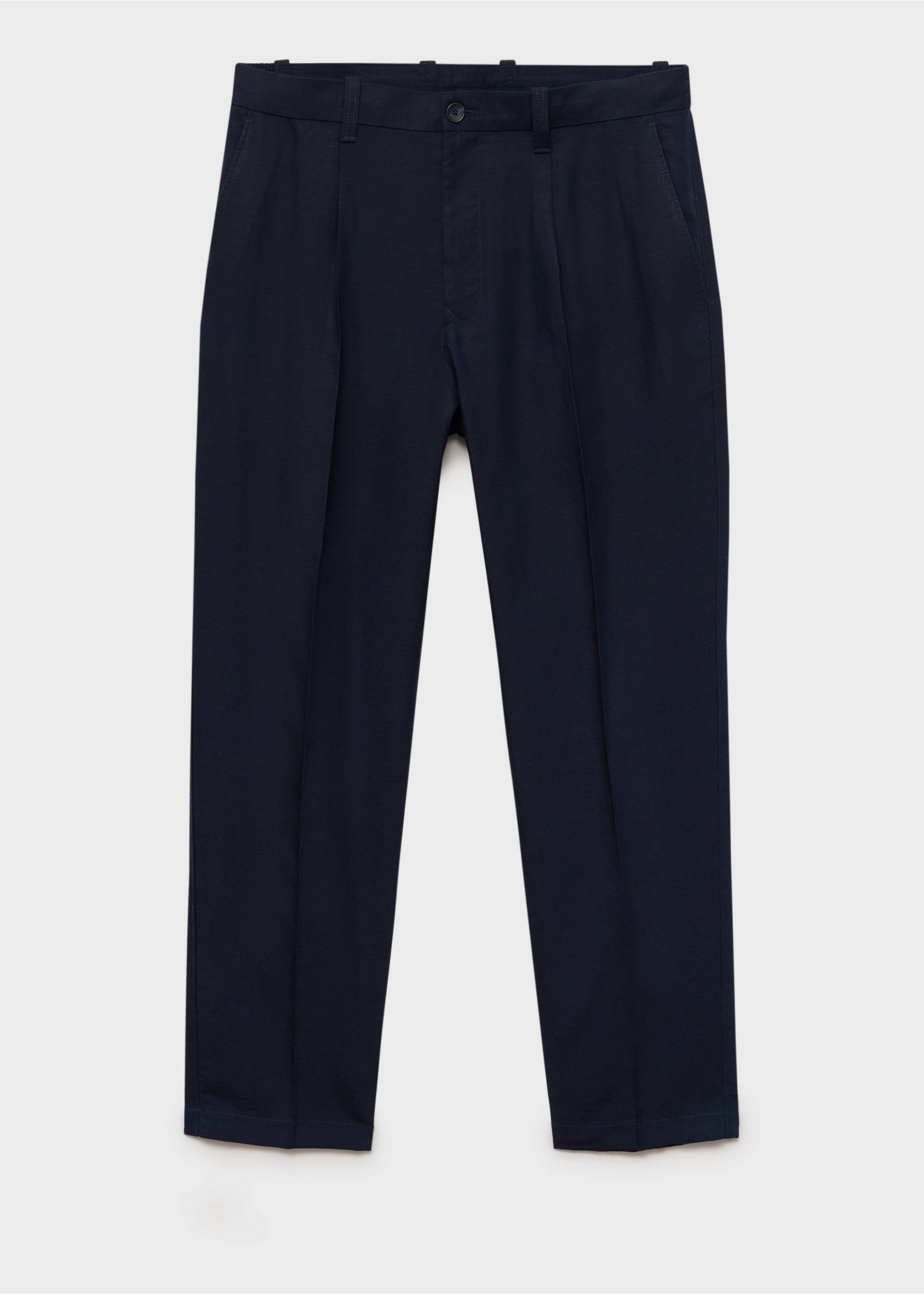 Slim fit linen trousers - Article without model, Dark Navy. Ref: 87027888-00.