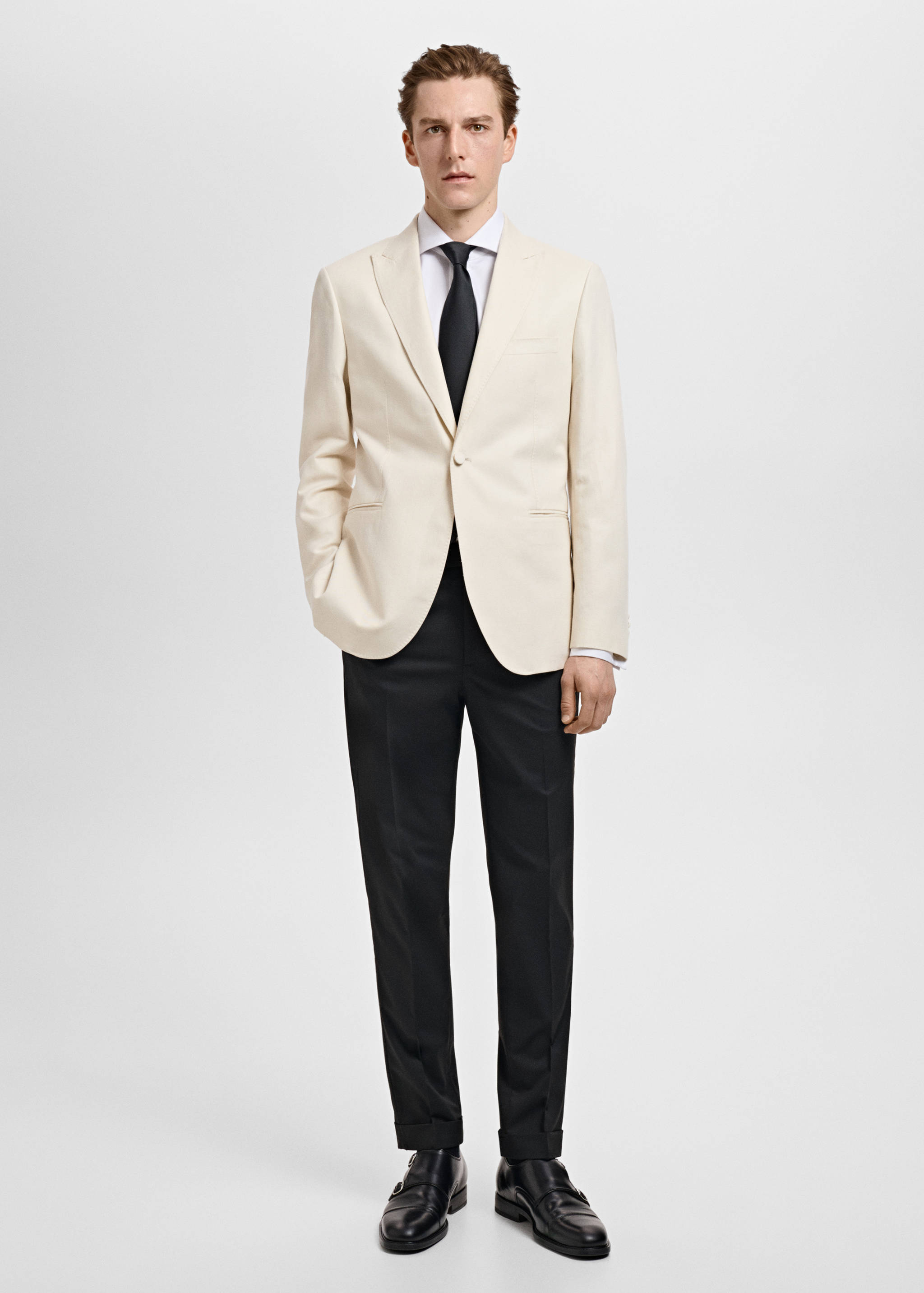 Slim-fit linen suit jacket - General plane
