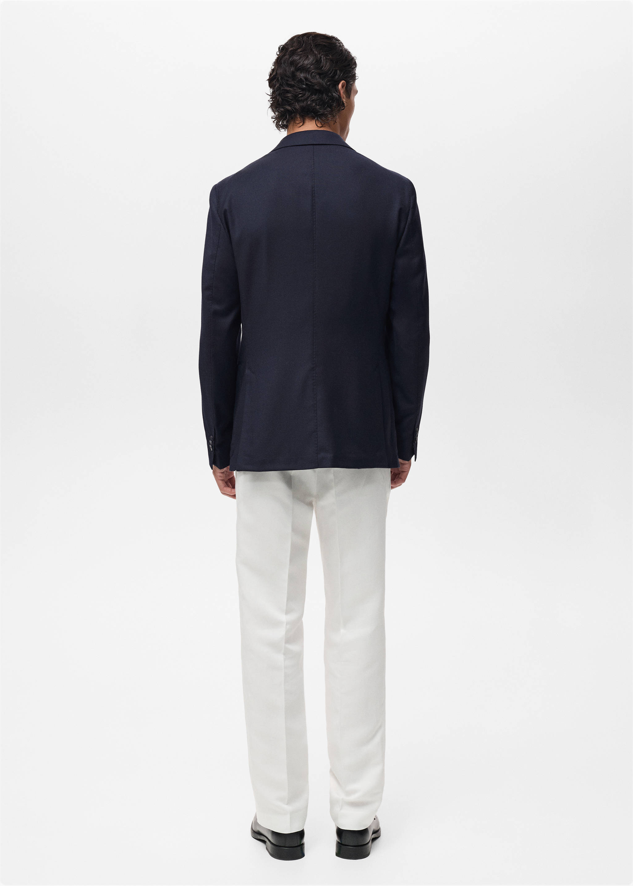 Veste 100 % laine froide slim-fit - Verso de l’article, Bleu marine. Ref: 87027891-00.