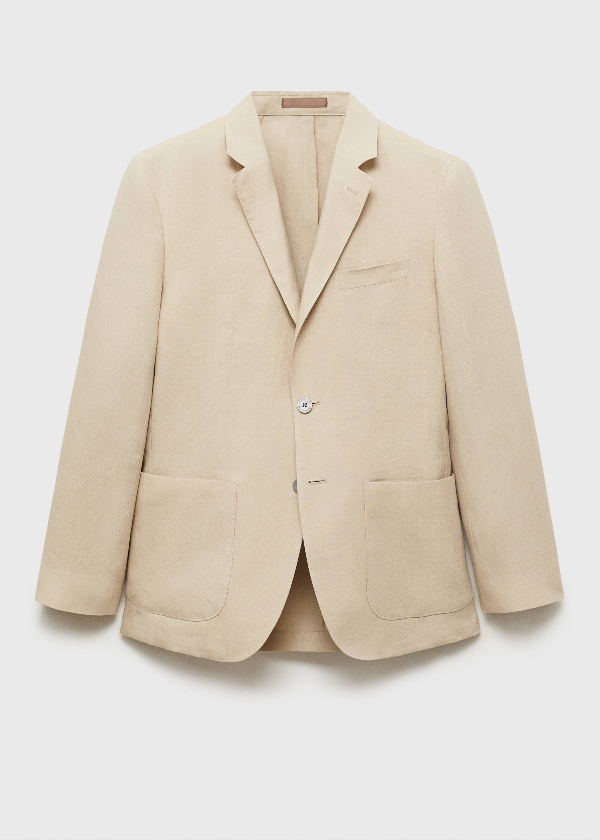 100% linen jacket with patch pockets - Article without model, Medium Brown. Ref: 87027894-00.