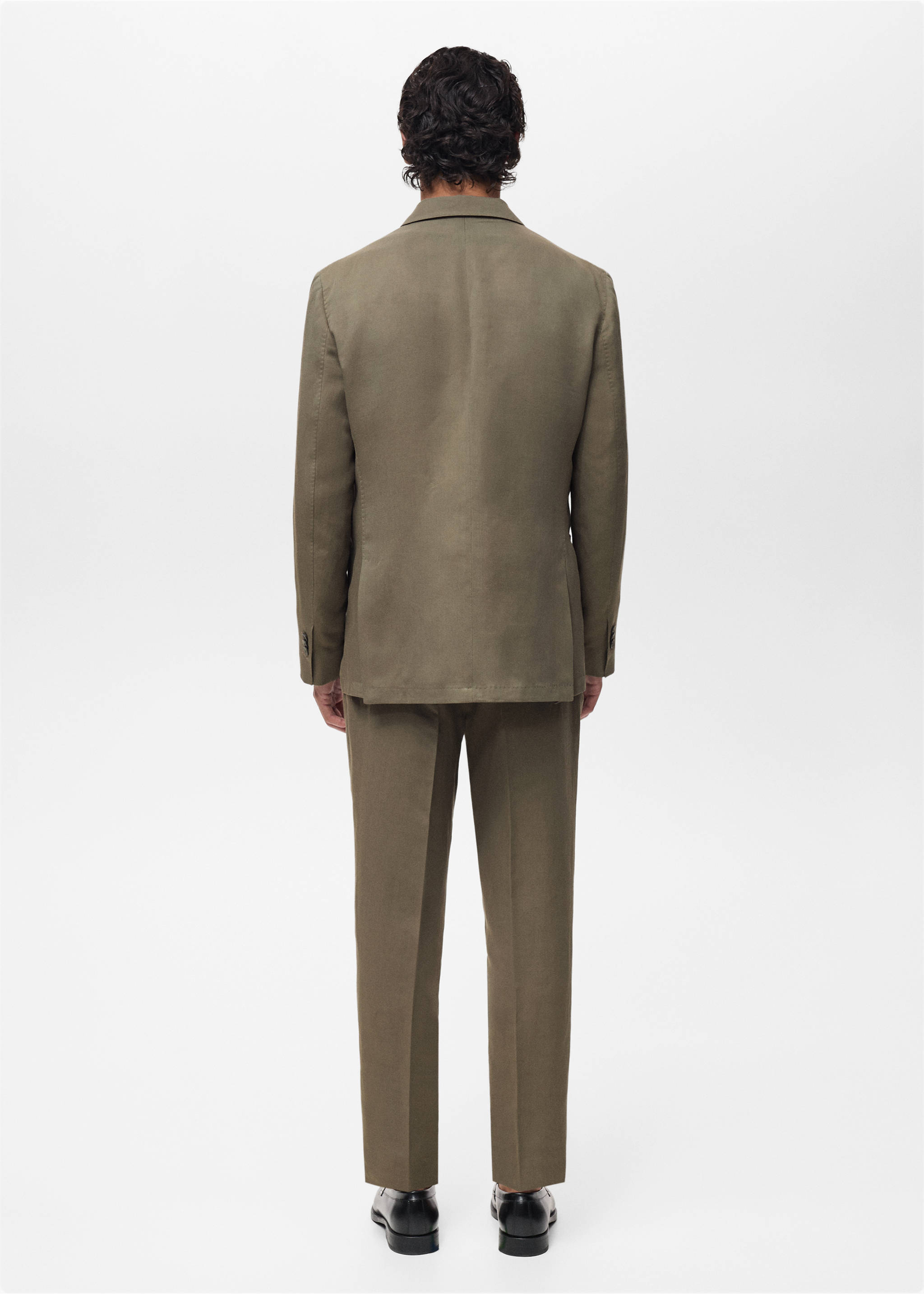 Americana traje mezcla lino slim fit cruzada - Reverso del artículo, Gris visón. Ref: 87027895-00.