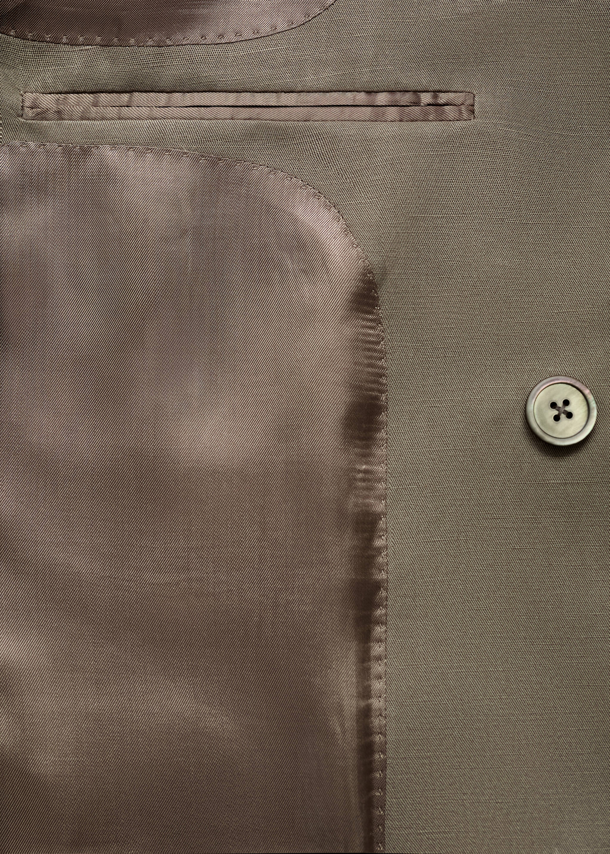 Slim-fit linen-blend double-breasted jacket - Details of the article 0