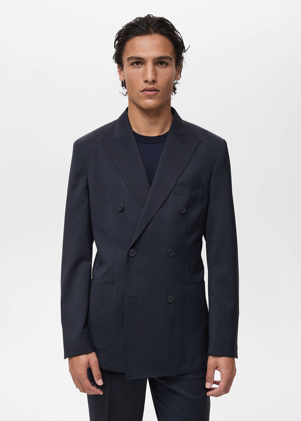 100% cold wool double-breasted suit jacket - Men | MANGO OUTLET