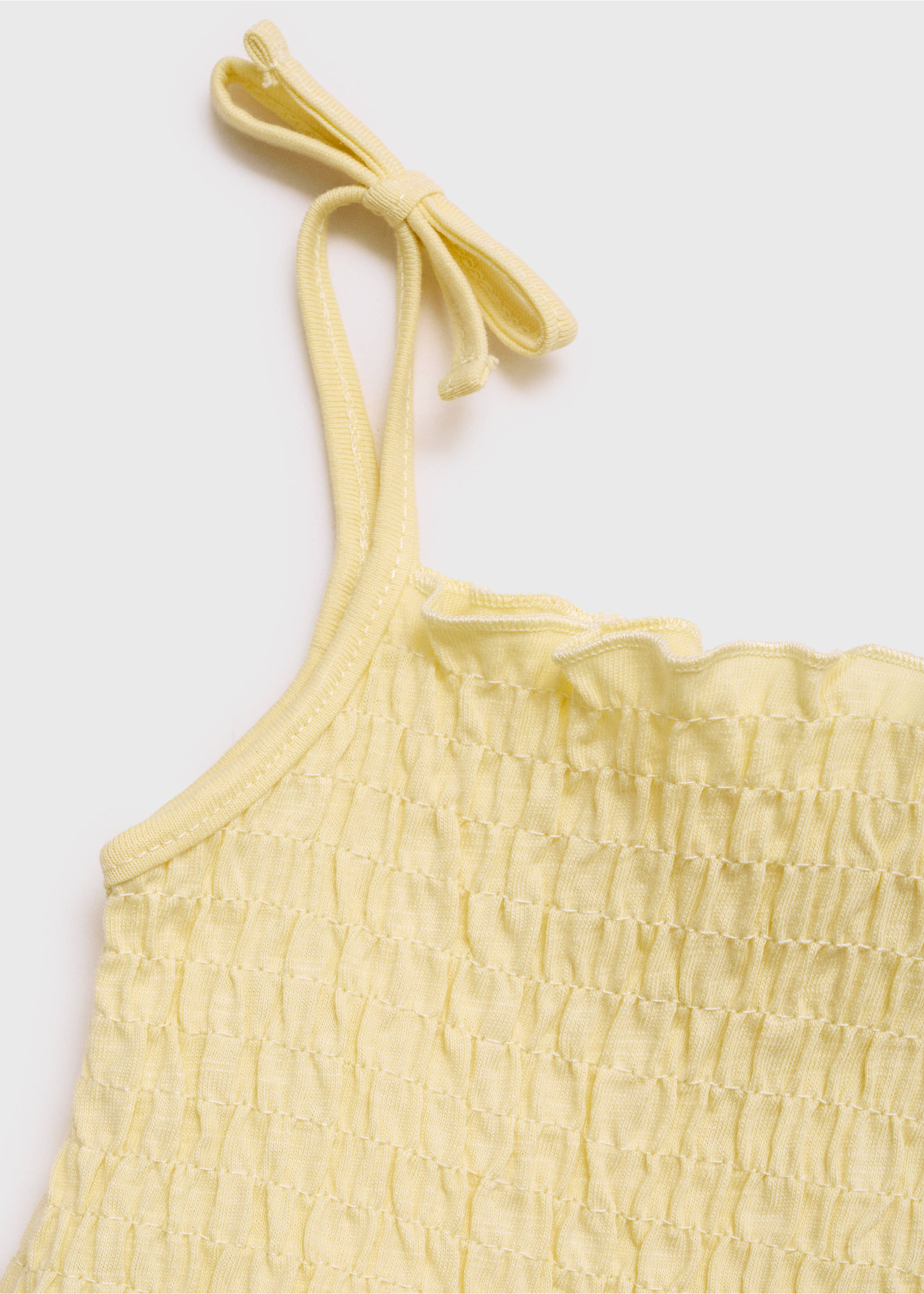 Ruched strapless top - Details of the article 8, Pastel Yellow. Ref: 87027897-00.