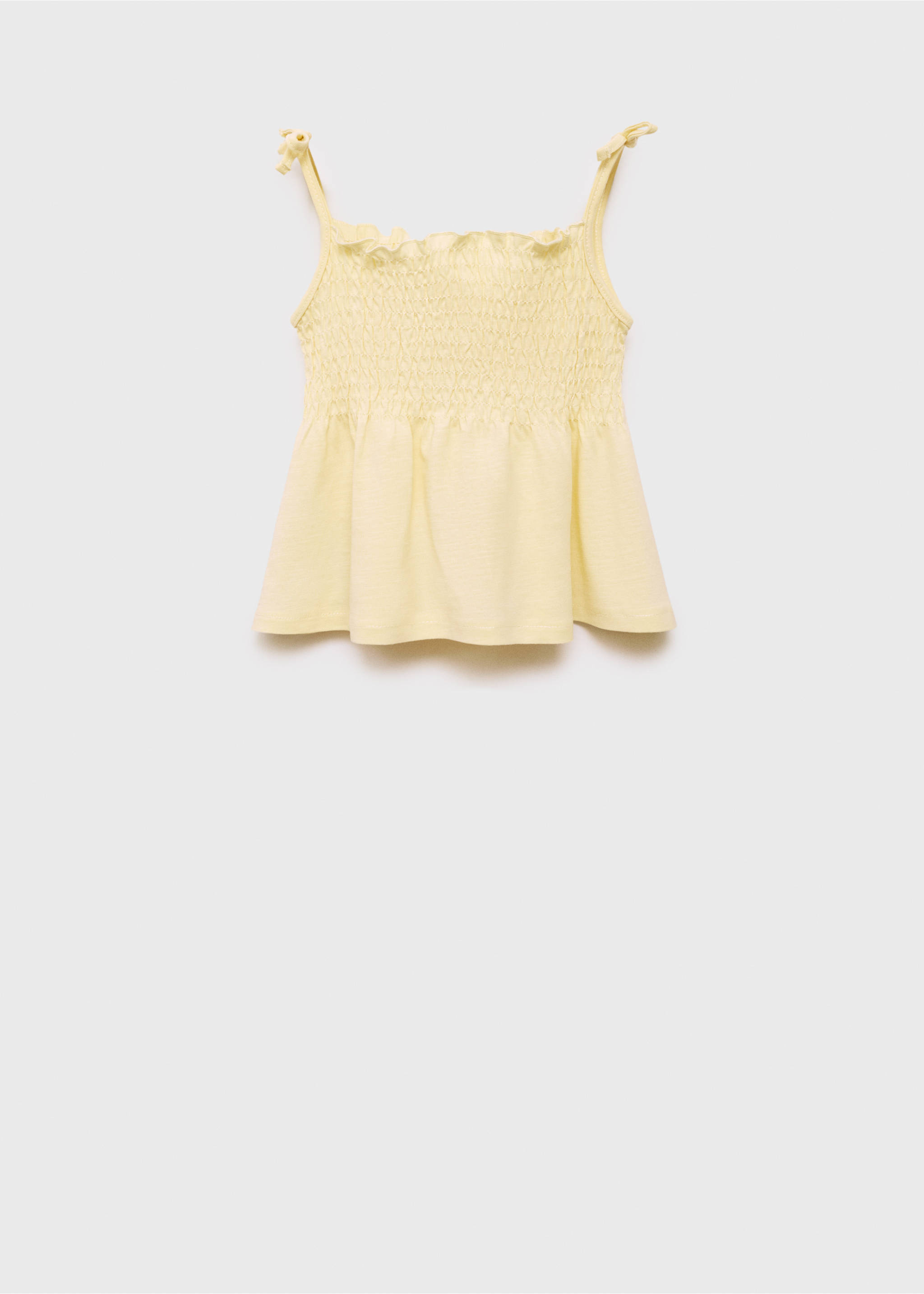 Ruched strapless top - Article without model, Pastel Yellow. Ref: 87027897-00.