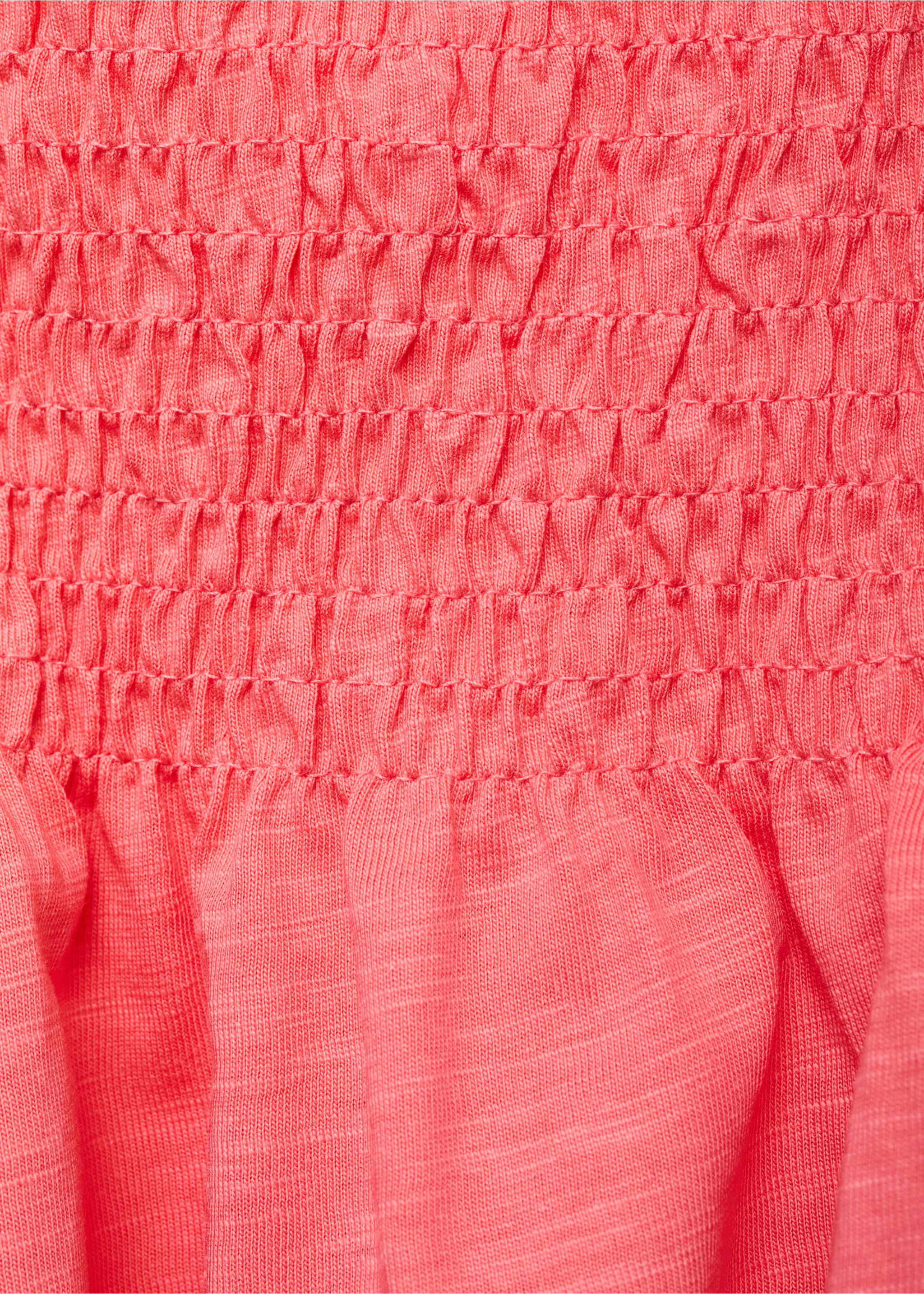 Ruched strapless top - Details of the article 0, Coral Red. Ref: 87027897-00.