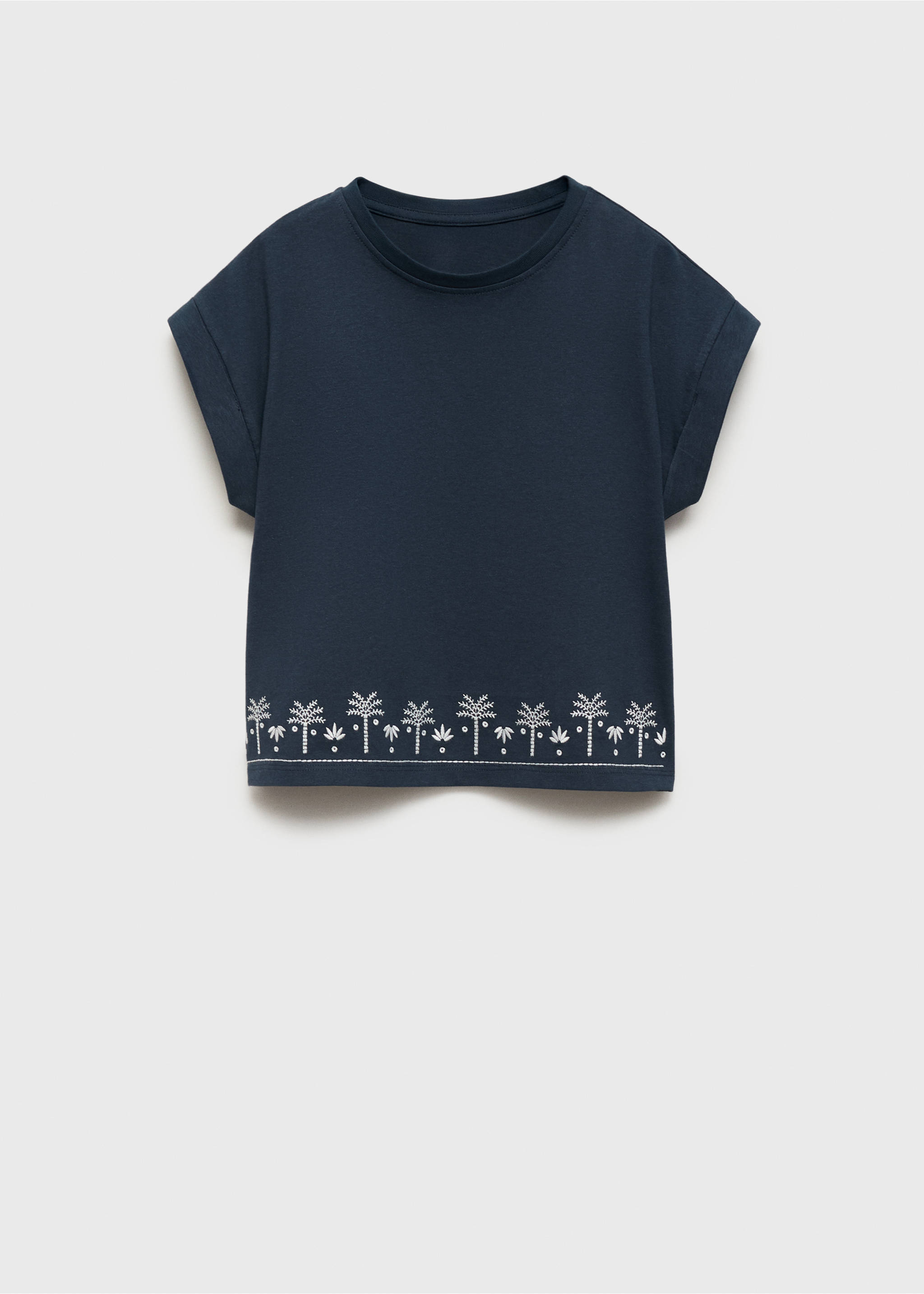 Embroidered short-sleeved t-shirt - Article without model, Navy. Ref: 87027898-00.