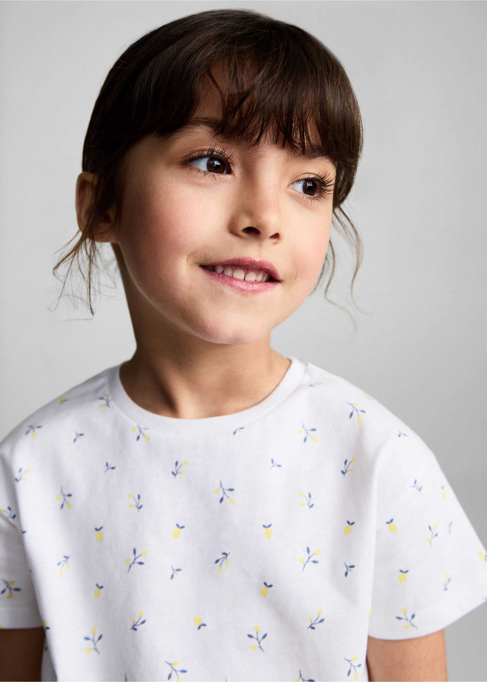 Mönstrad t-shirt med knyt - Detaljer om artikeln 1, Benvit. Ref: 87027900-00.