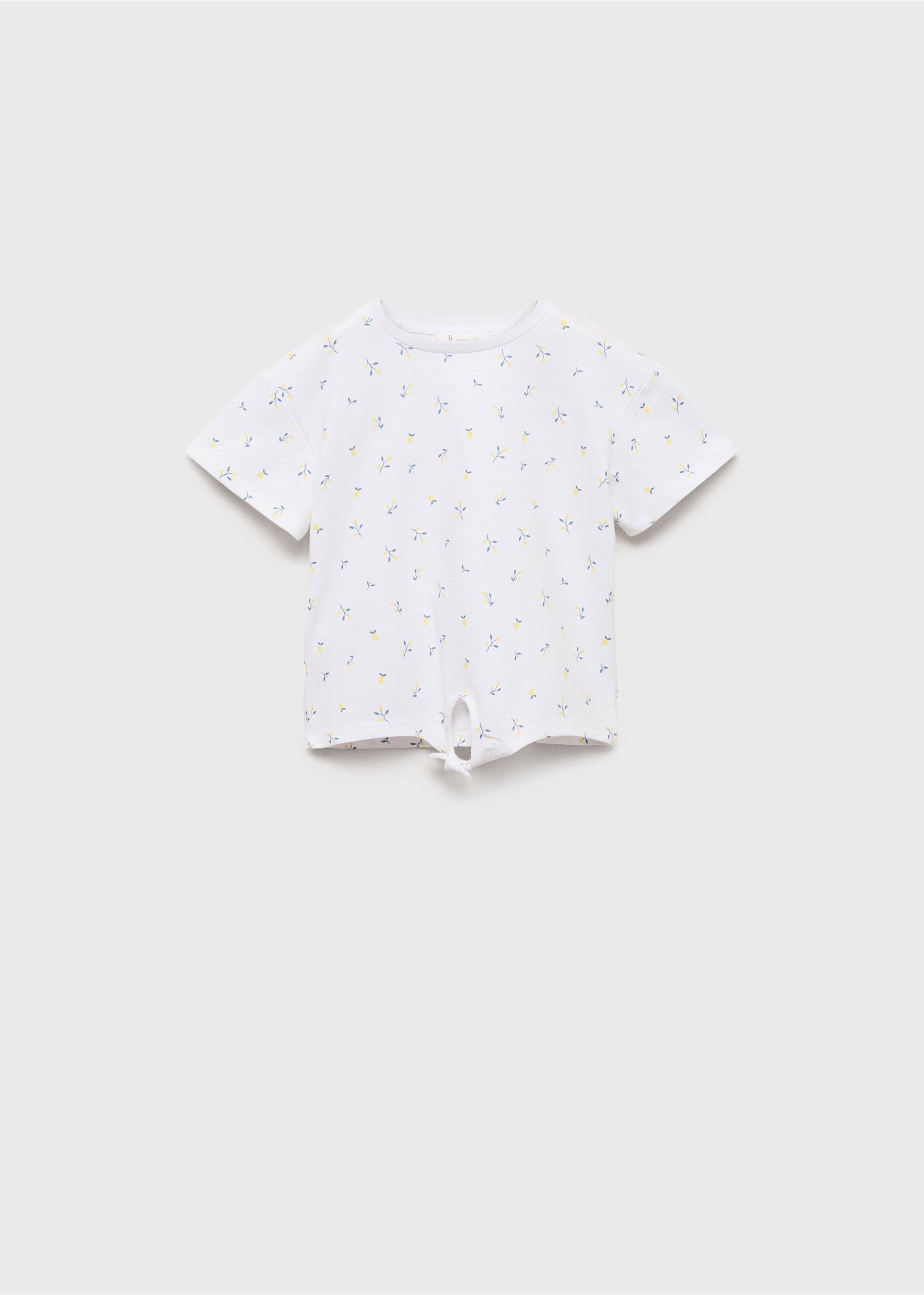 Mönstrad t-shirt med knyt - Artikel utan modell, Benvit. Ref: 87027900-00.