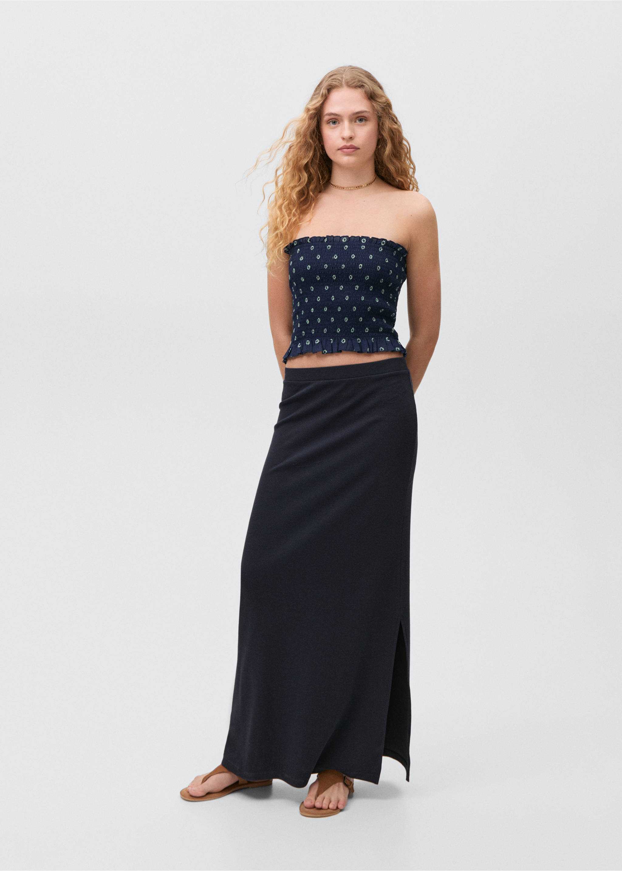 Ruched strapless top - General plane, Navy. Ref: 87028265-00.