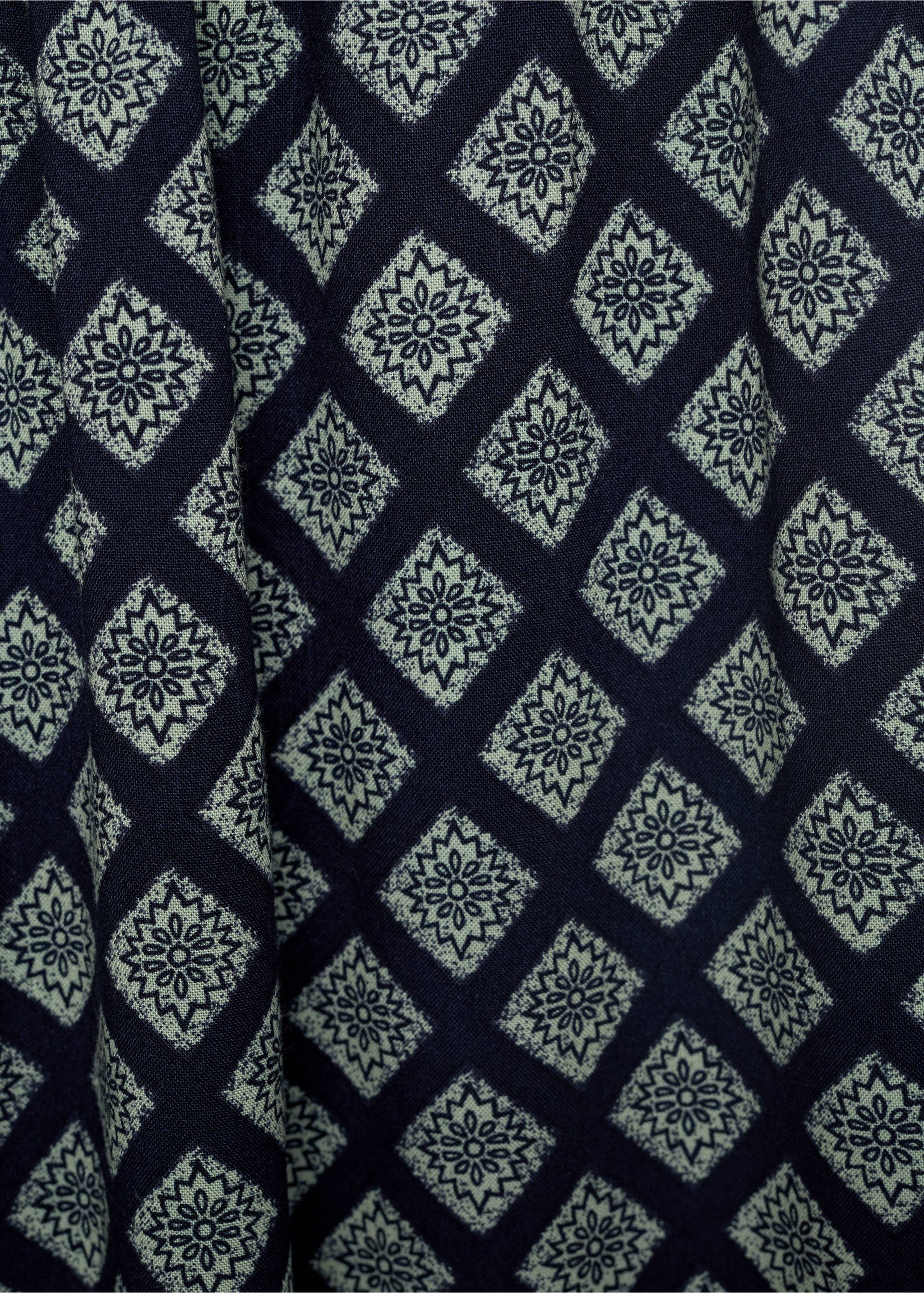Printed straight trousers - Details of the article 0, Navy. Ref: 87028266-00.