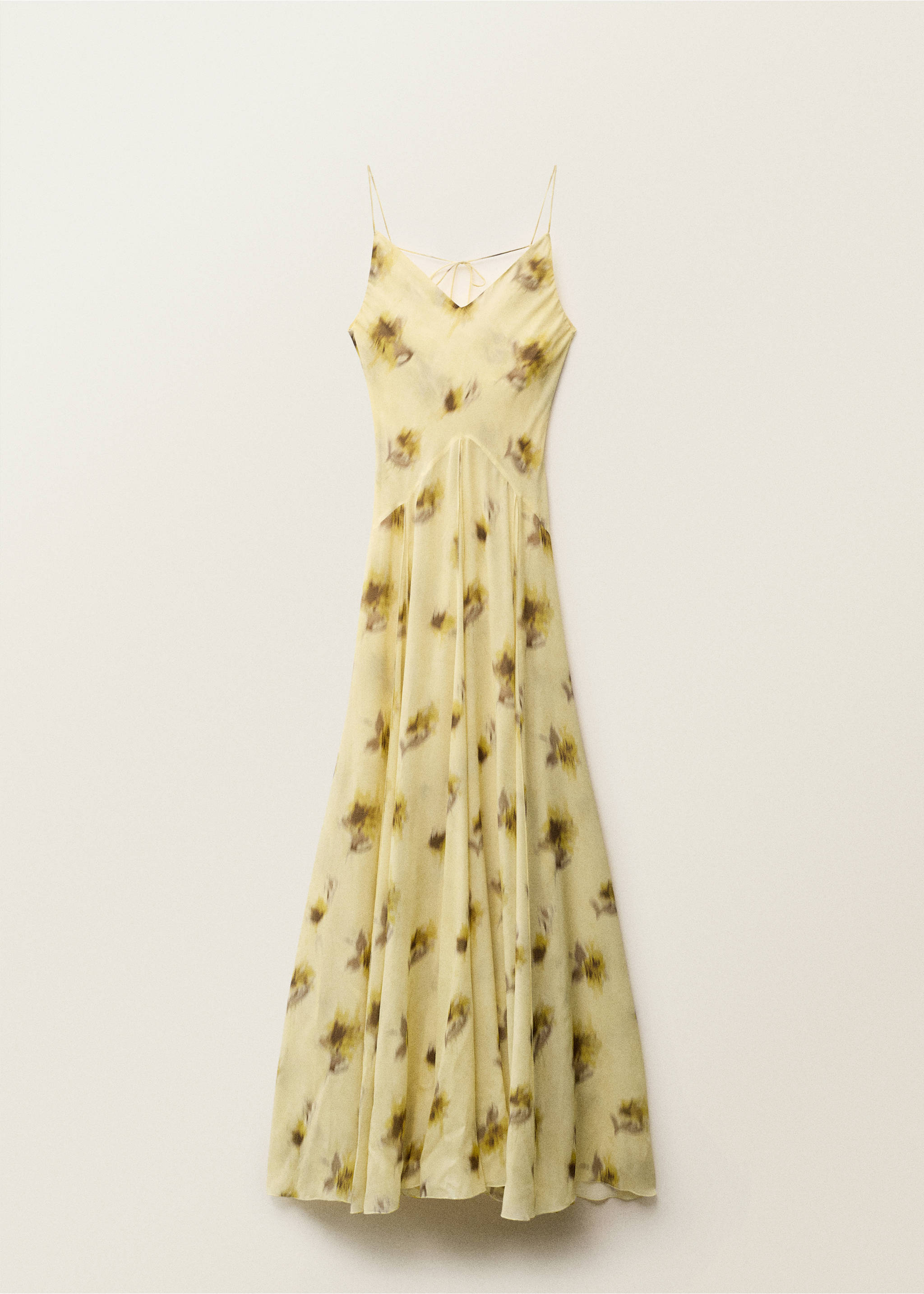 Long floral-print dress - Article without model, Pastel Yellow. Ref: 87028277-00.
